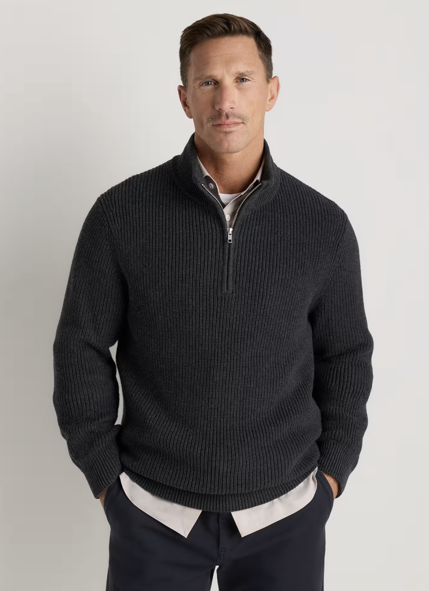 Quince 3/4 Zip Cotton Sweater