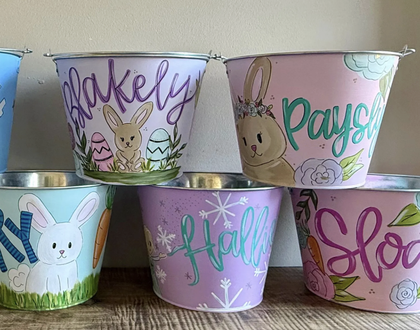 Hand Painted Easter Bucket
