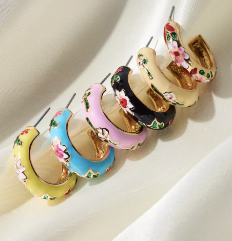 Floral Enamel Earrings