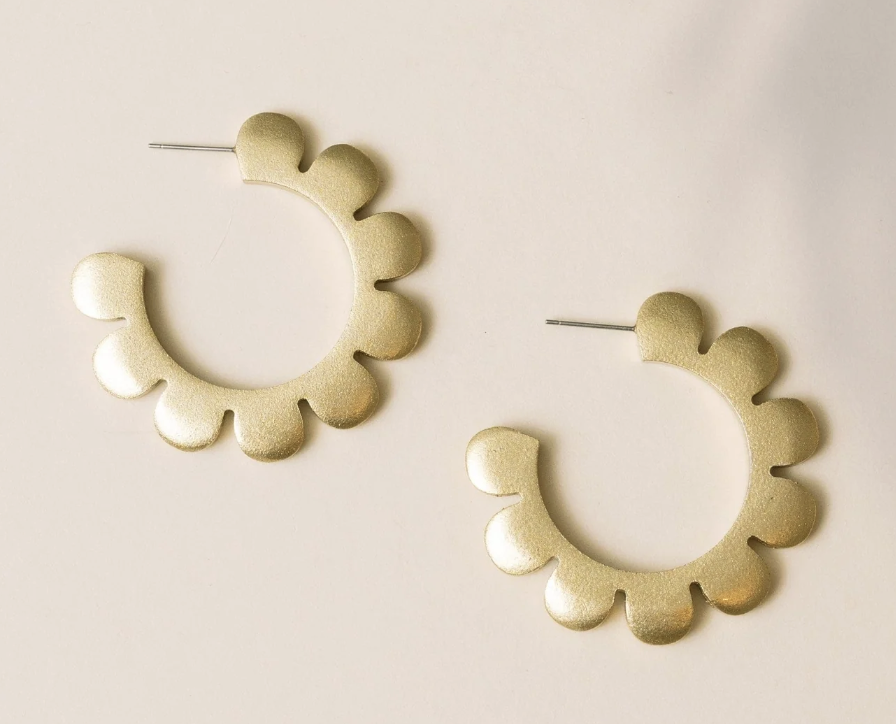 Gold Flower Hoops