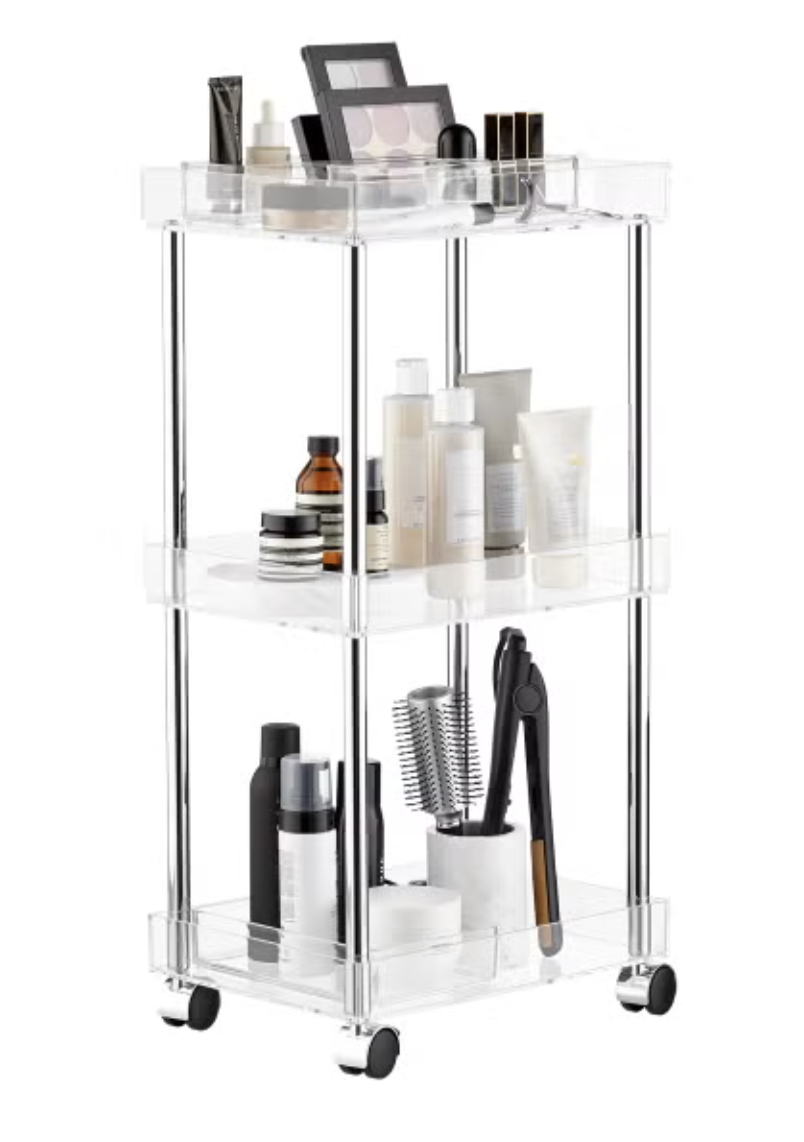 3 Tier Rolling Acrylic Cart