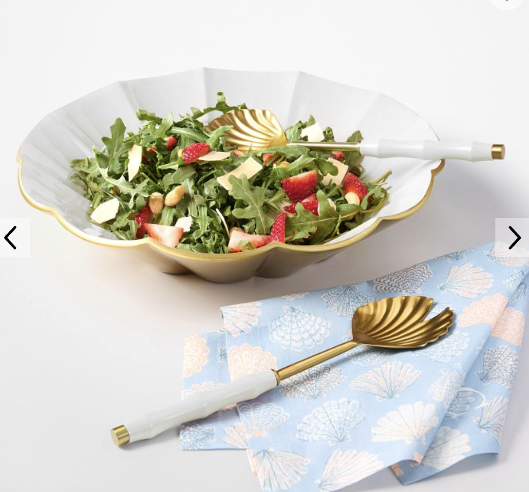 Scalloped Bowl and Serving Spoons