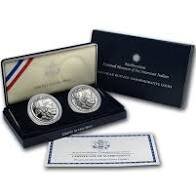 2001 P & D American Buffalo Commemorative Silver Dollar 2-Coin, Proof & Unc