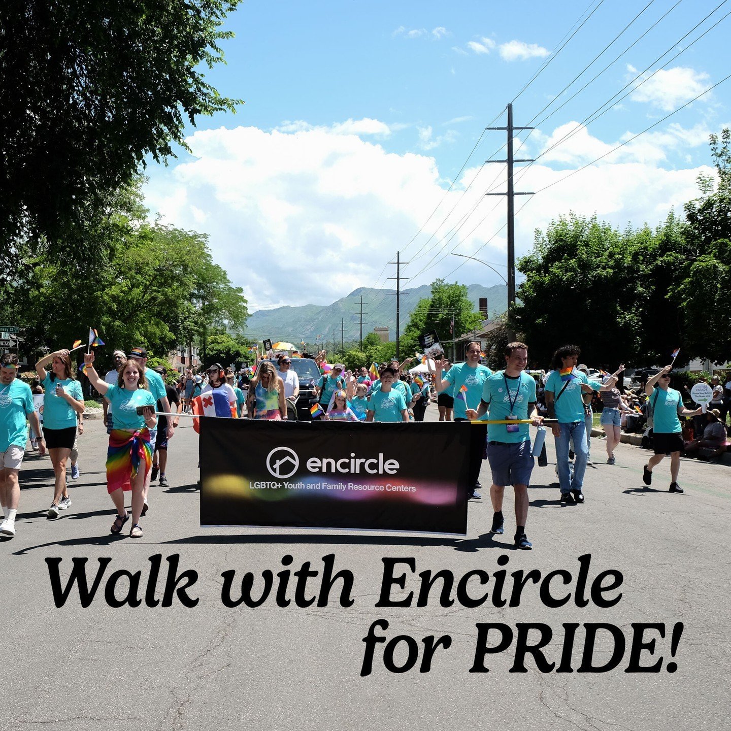 Join us at the 2024 Salt Lake City🏔️ Pride Parade! LGBTQ+ youth, young adults, families, and allies, come walk with us as we celebrate love and equality🌈 
Use our link in bio to sign up! 

You can also volunteer at Encircle's booth for the festival
