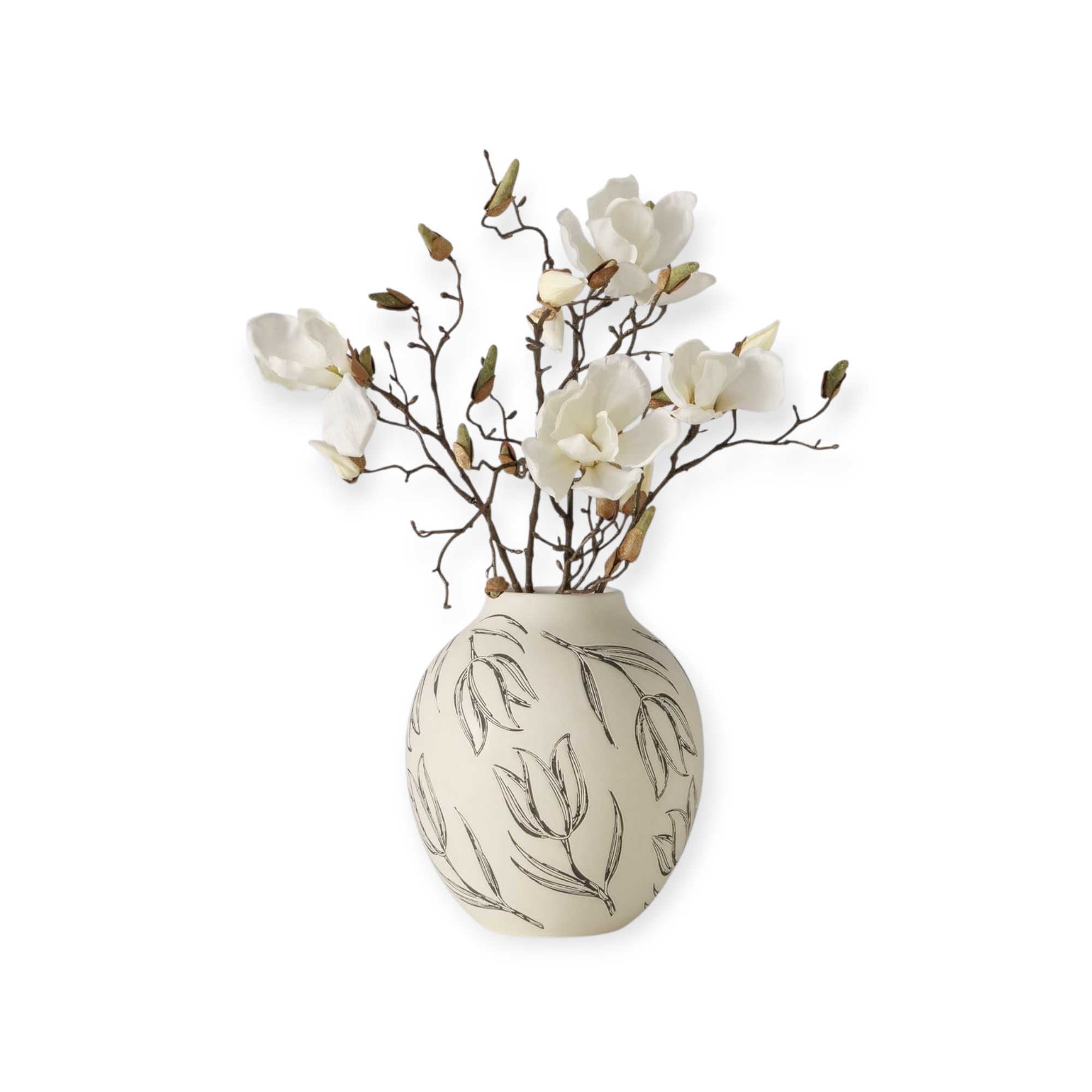 Βάζο κεραμικό λευκό με τουλίπες