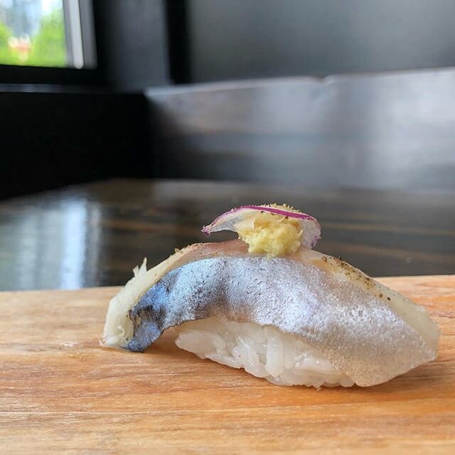 Saba, mackerel with ginger red onion and black pepper.