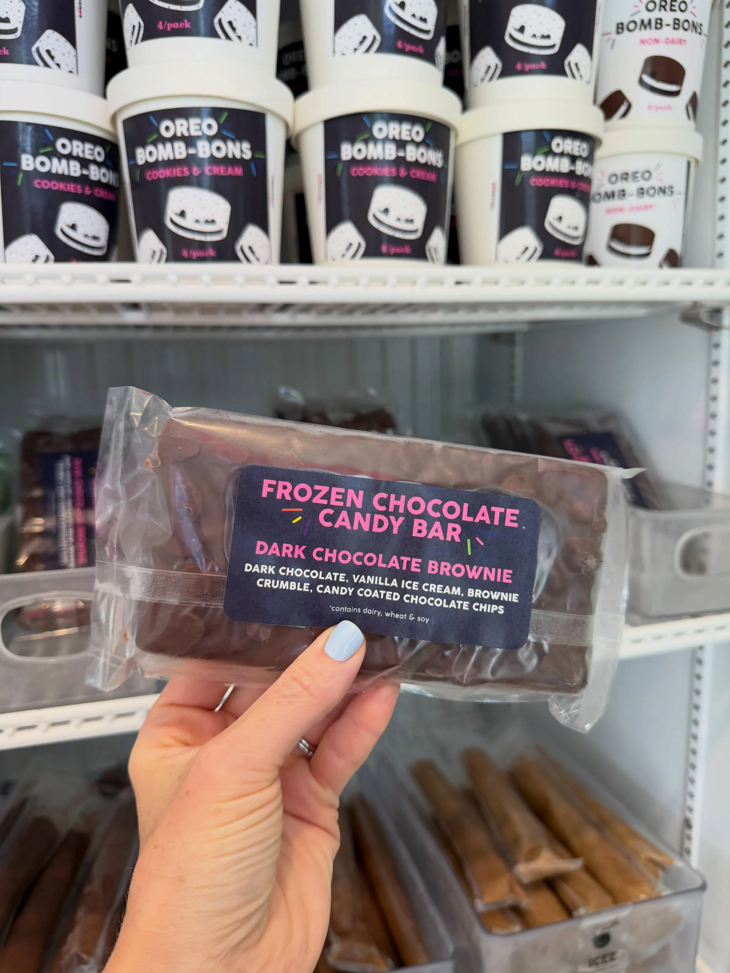 ice cream packed frozen chocolate bars ✨🍫🍦 open 12-9!