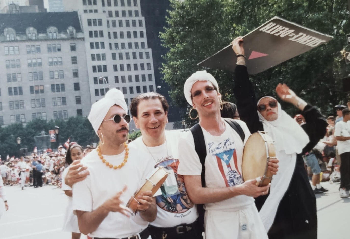  The Latina/o Caucus marched in the Puerto Rican Day parade in June of 1990. It was the first HIV/AIDS organization to participate and it was met with controversy from organizers and cheers from the public.&nbsp; 