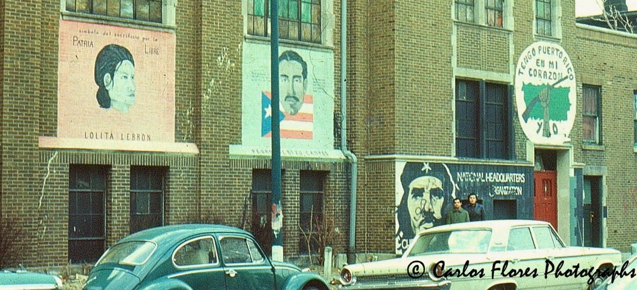  Johnny Betancourt and Jose Garcia. Hanging out in front of the People Church, on Dayton and Armitage. Lincoln Park, Chicago, Illinois (Early 1970's) 