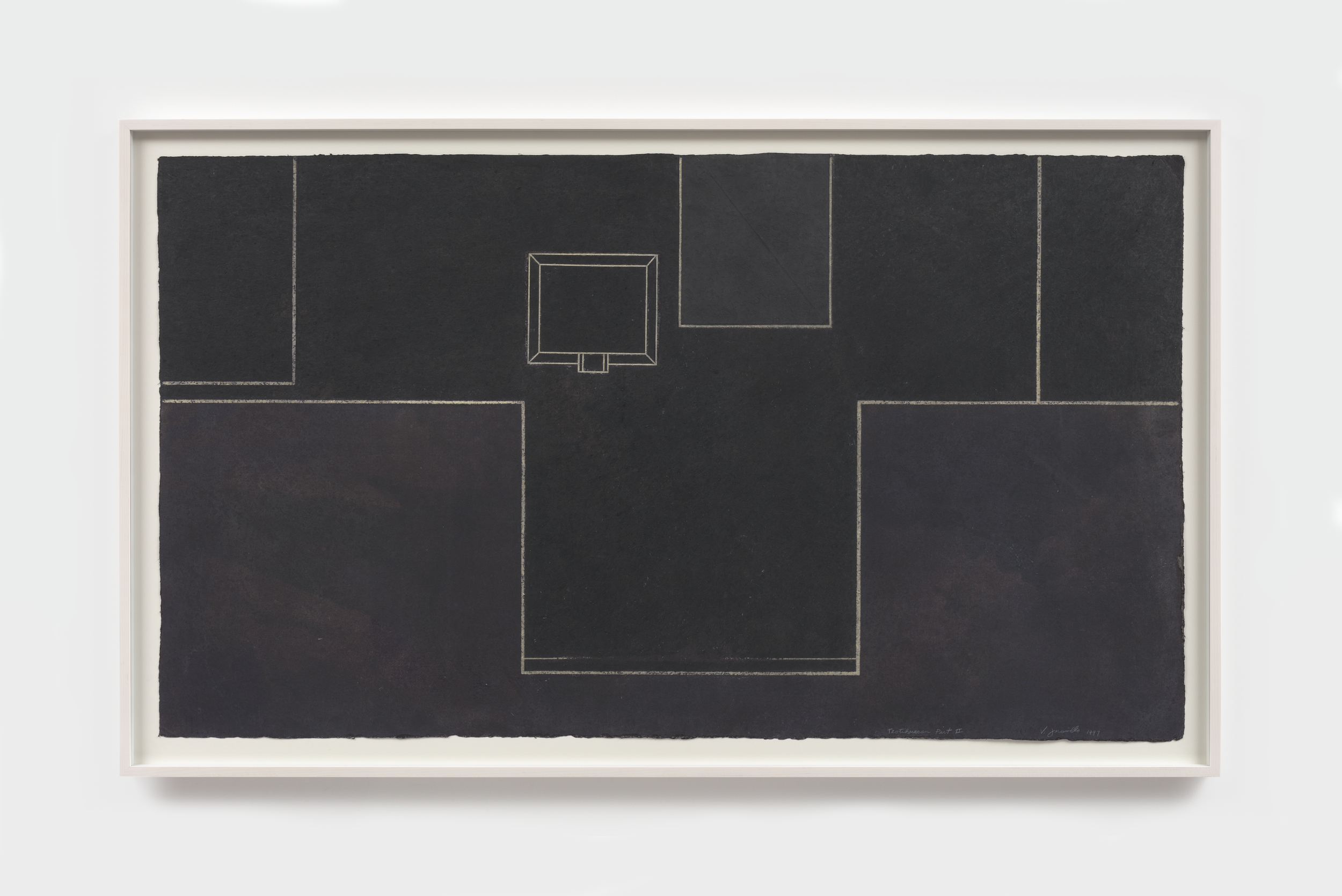  Virginia Jaramillo (American, born 1939),   Teotihuacan - Part II  , 1997, linen fiber with hand-ground earth pigments, 38 x 633⁄4 inches framed, Courtesy of the artist and Hales, London and New York. © Virginia Jaramillo. Image courtesy of the arti