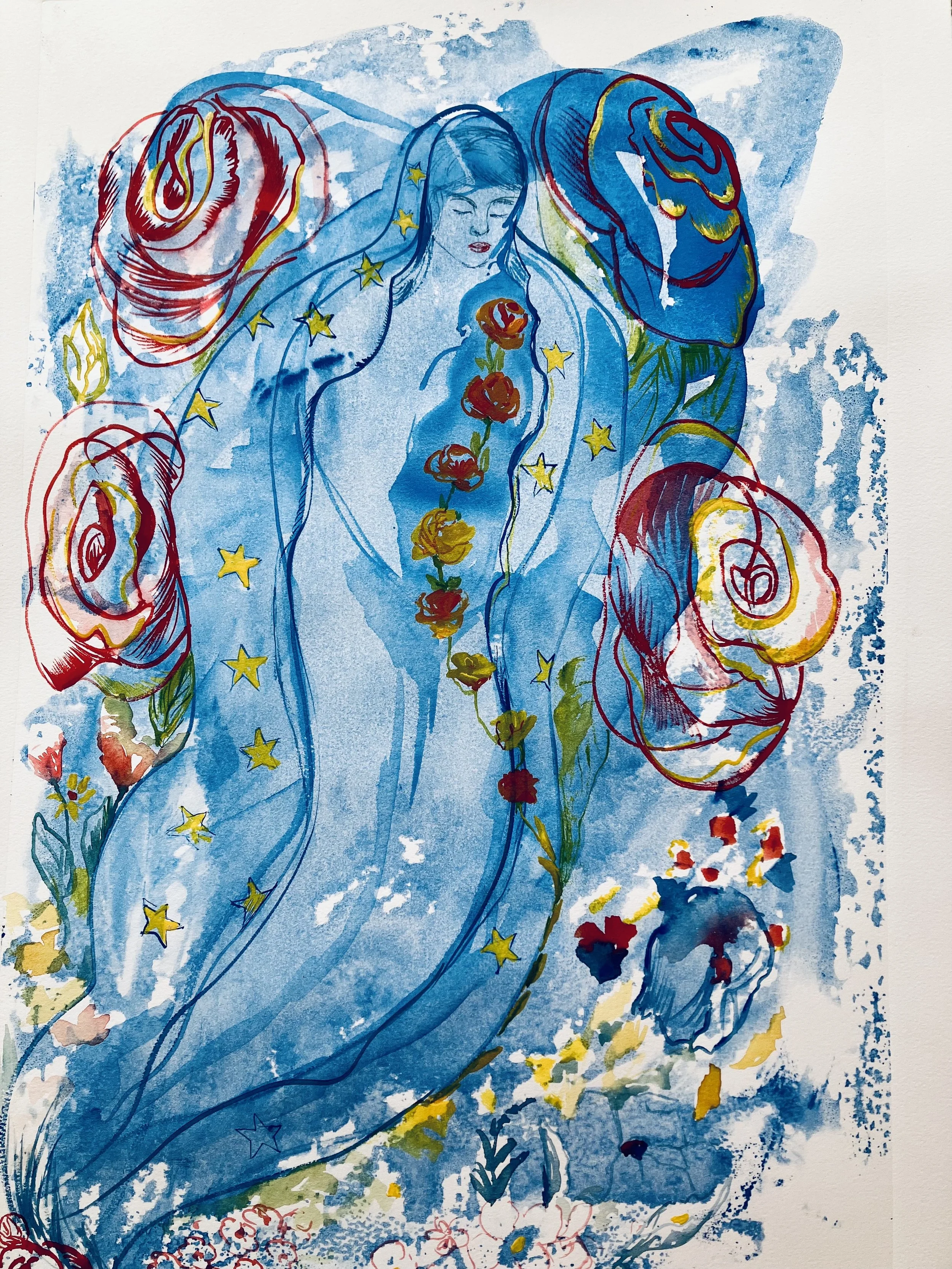 Special Lot | Guadalupe with Roses by Maria de Los Angeles