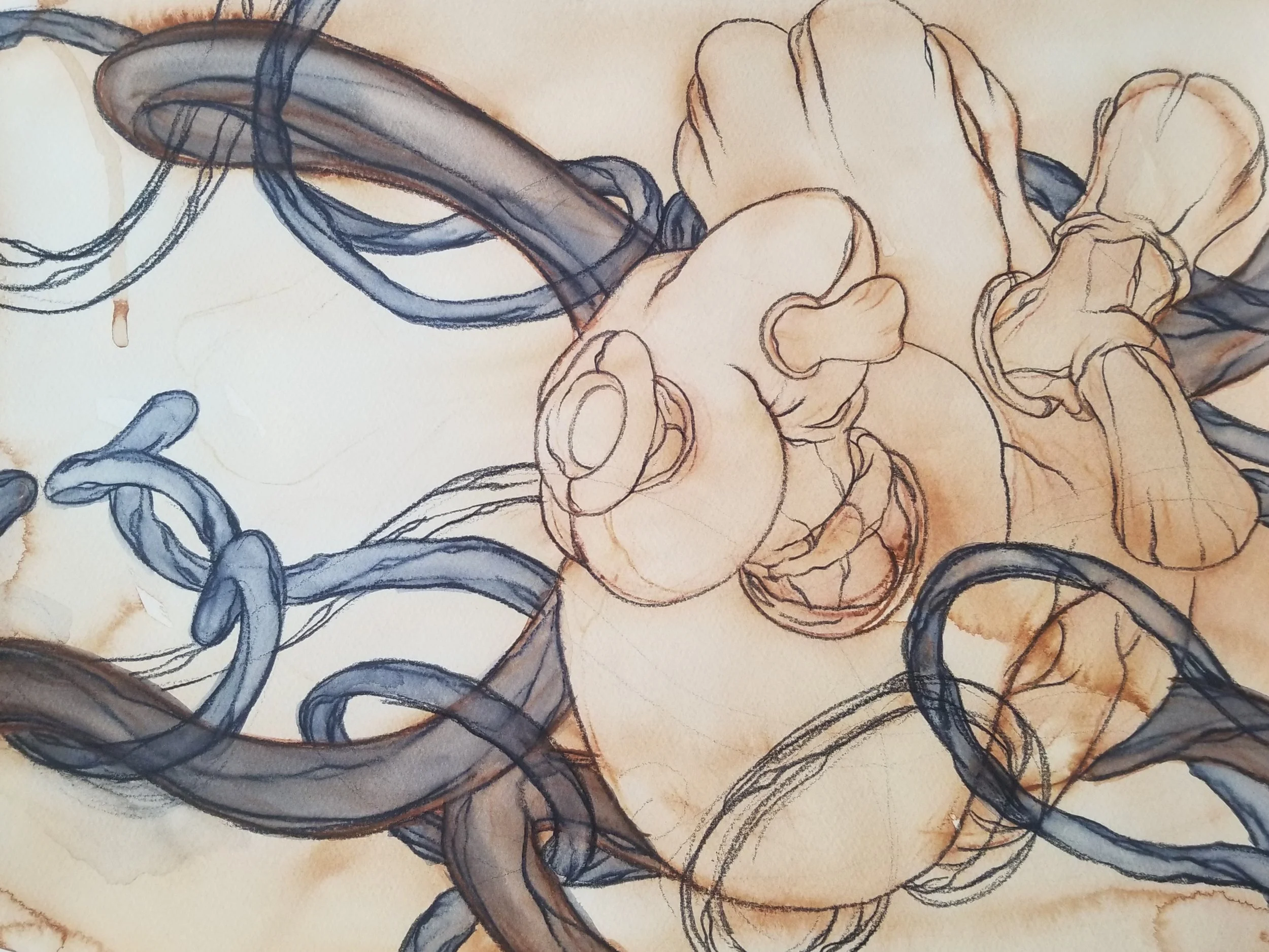 Untitled (Suspended with Payne's Grey Sinuous) by Juanita Lanzo