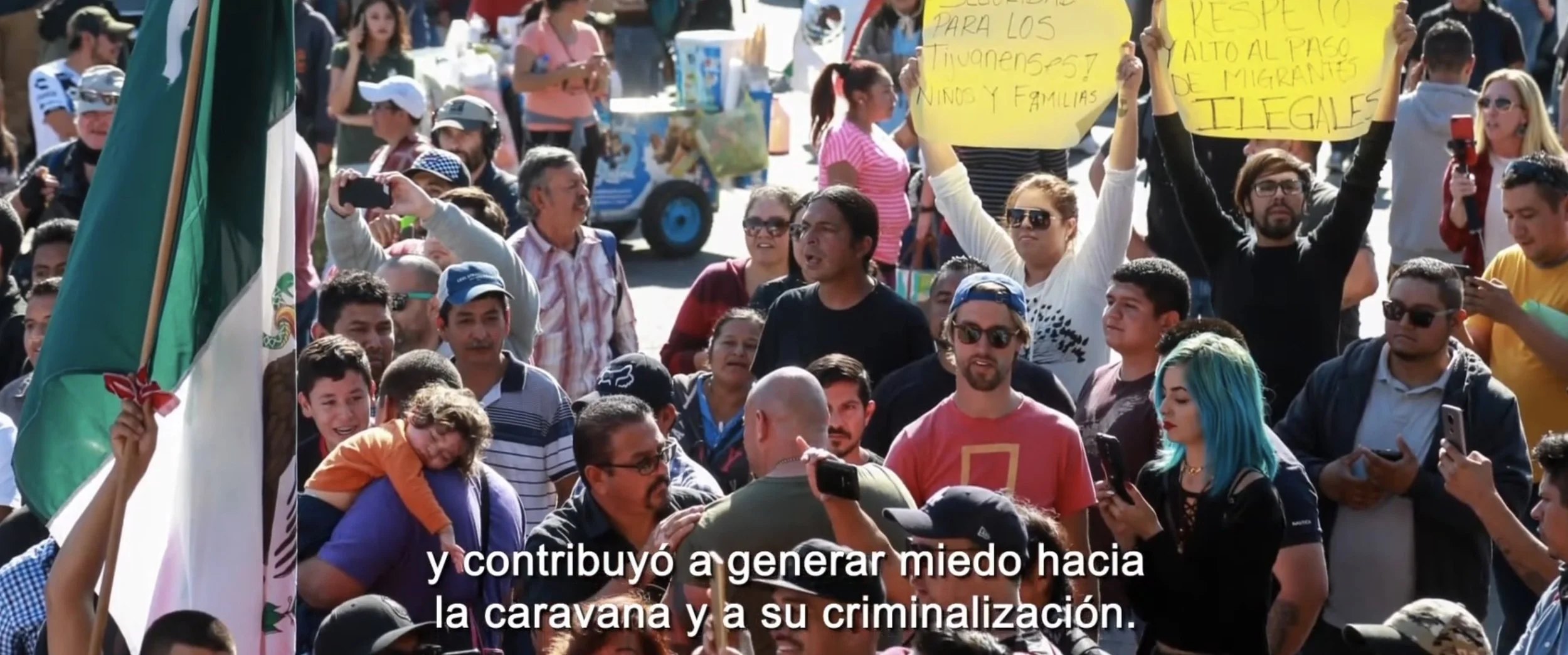 mexican citizens protesting migrants