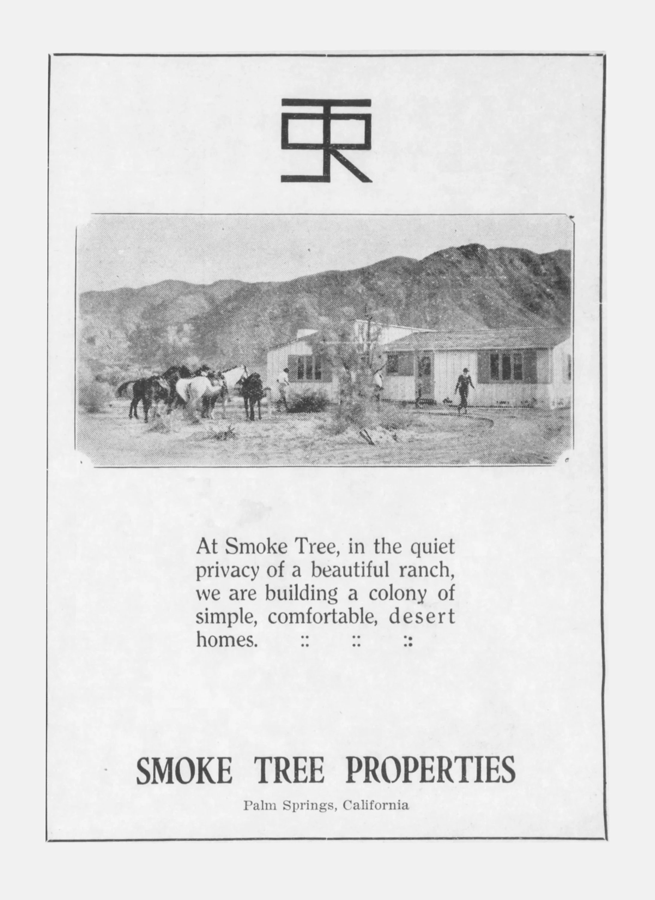 Ad for Smoke Tree Ranch, 1930, from Maynard L. Parker Collection at The Huntington Library