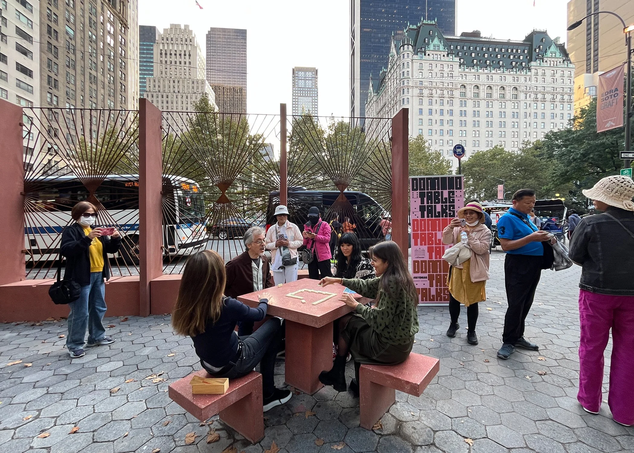 domino tables embedded within the 'Graft' installation