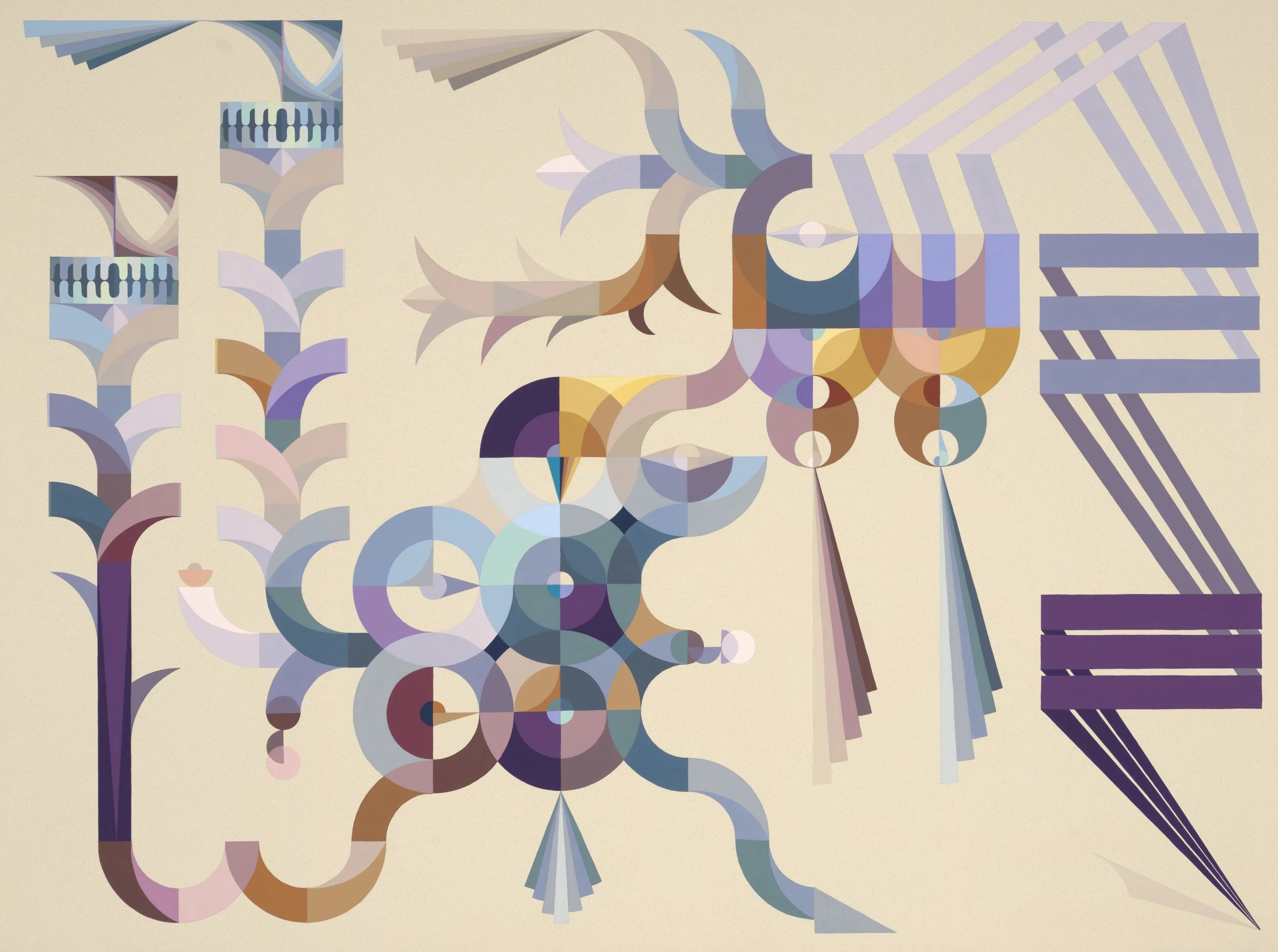 geometric shapes and abstract graphics in pastel hues