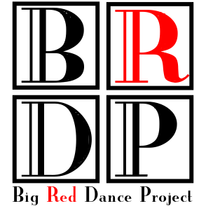 Big Red Dance Project logo of letters B R D and P in red and black