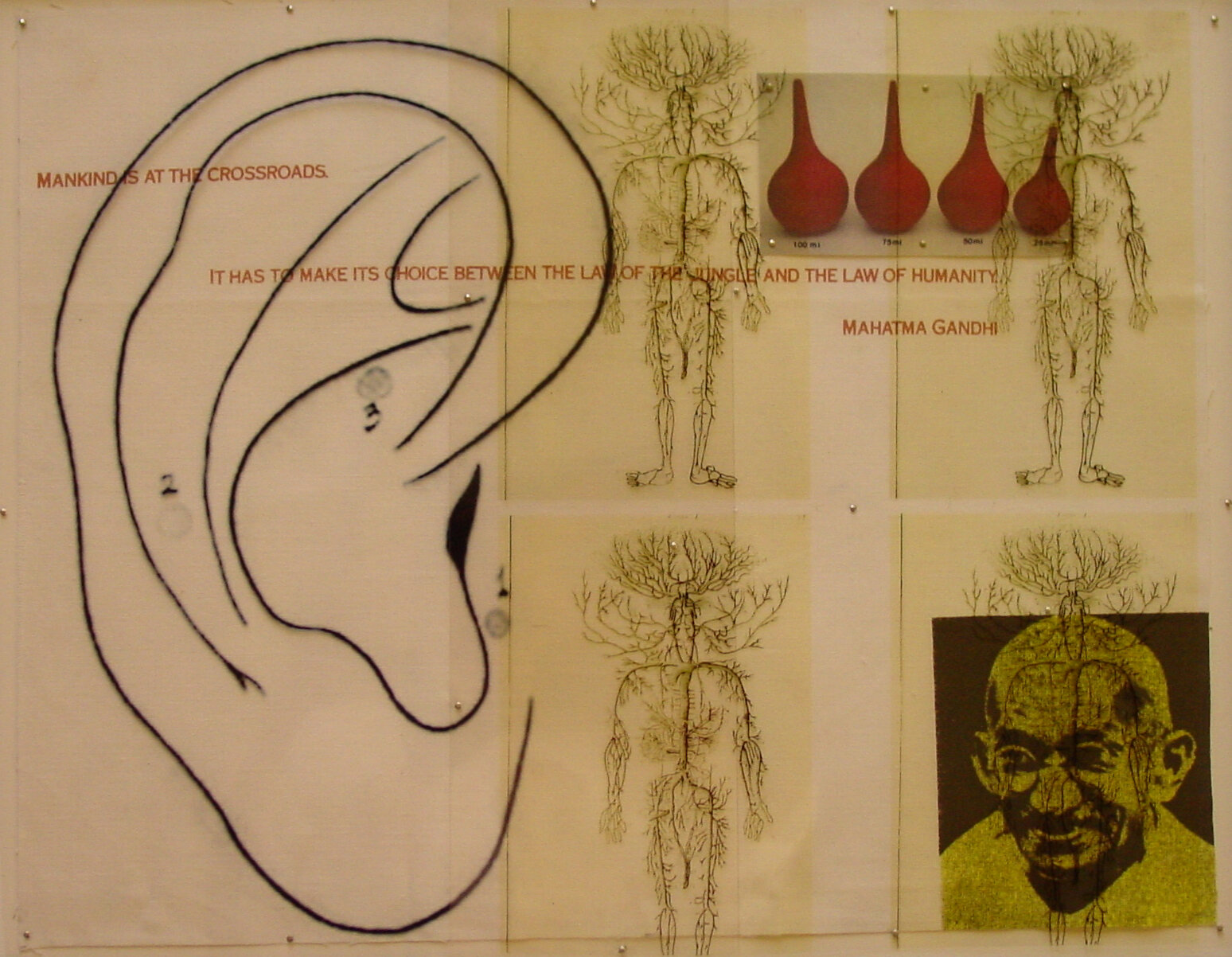 Where is a Gandhi? 2006, 21” x 15” mixed media Common Wounds The International Center of Bethlehem, Bethlehem, Palestine