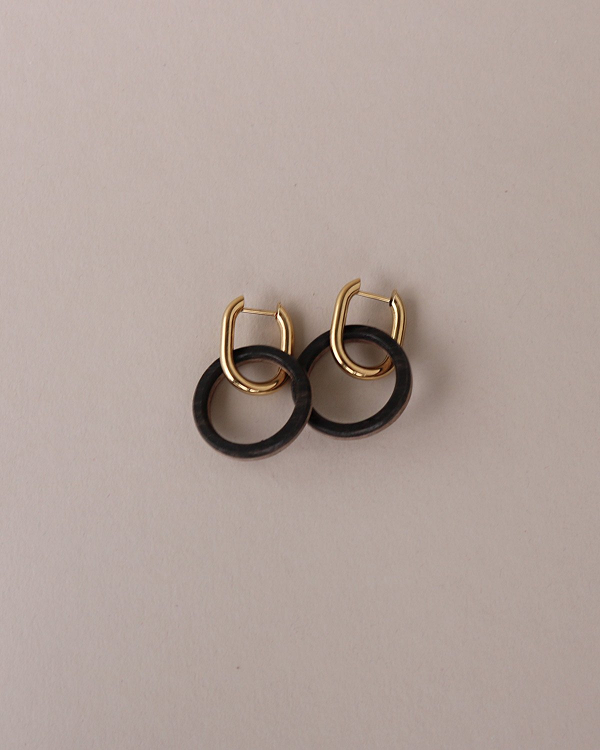 Thin Small Hollows Ebony with Metal Hoops