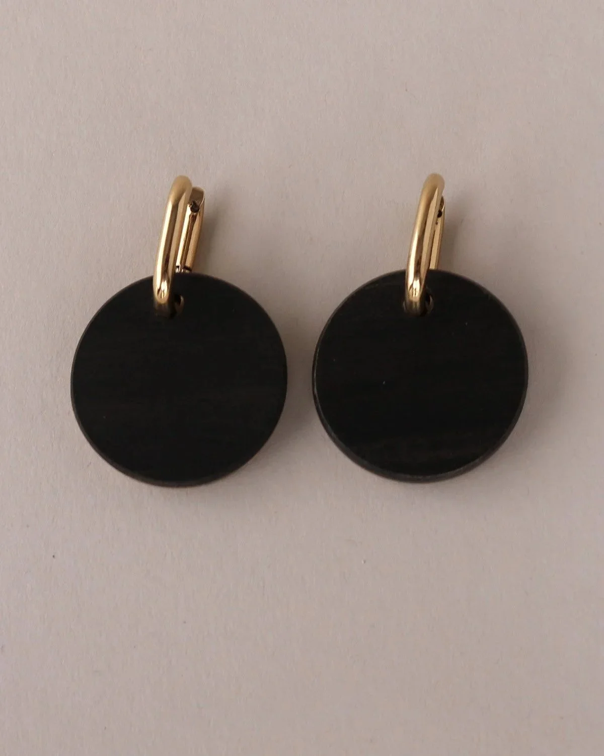 Medium Solid Circles in Ebony with Metal Hoops