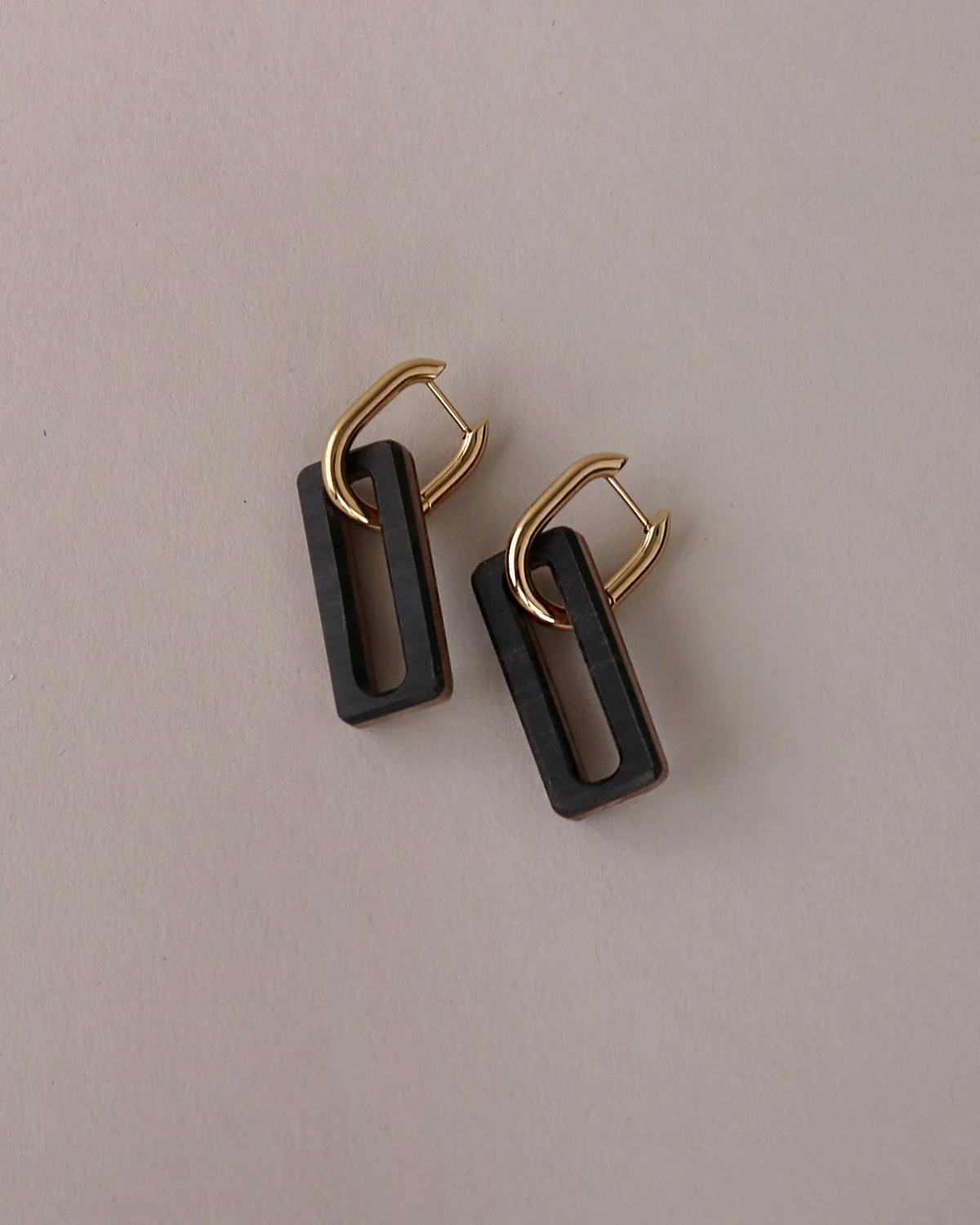 Thin Short Rectangles Ebony with Metal Hoops