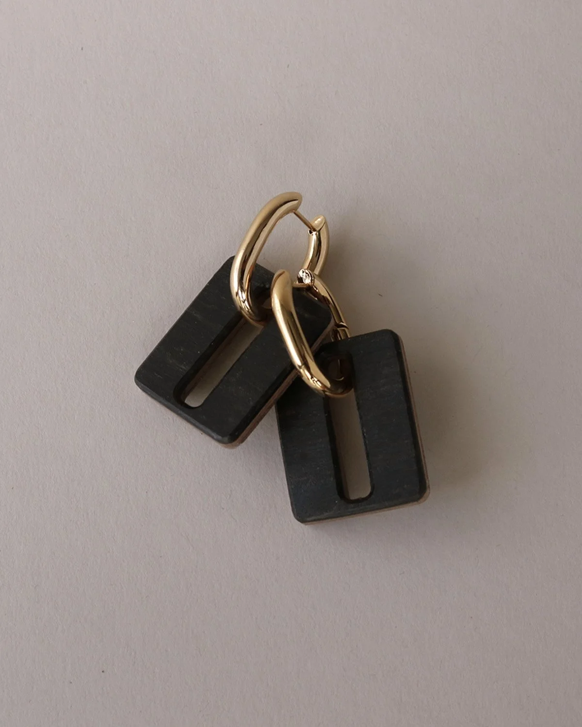 Bold Rectangles Ebony with Metal Hoops