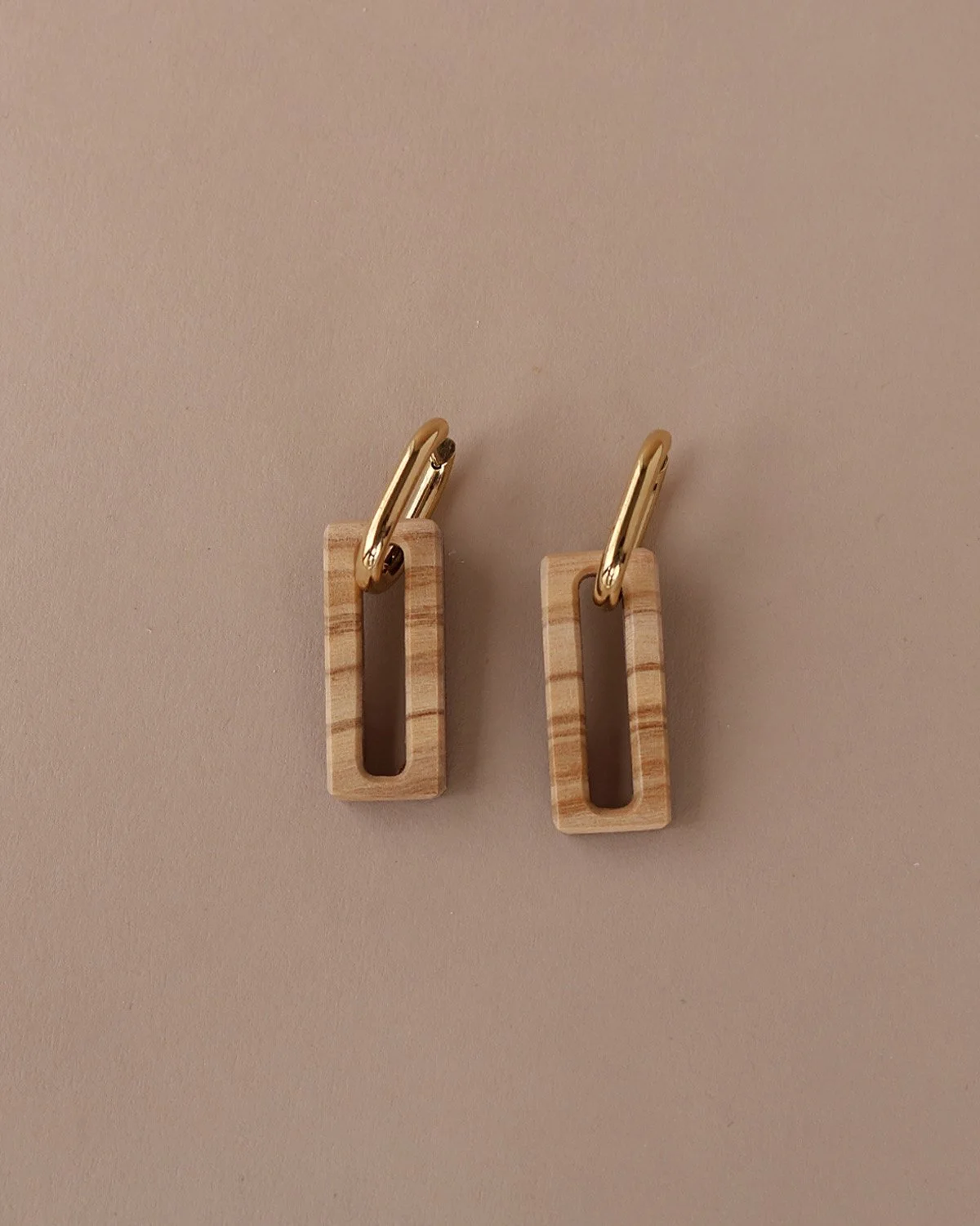 Thin Short Rectangles Olivewood with Metal Hoops
