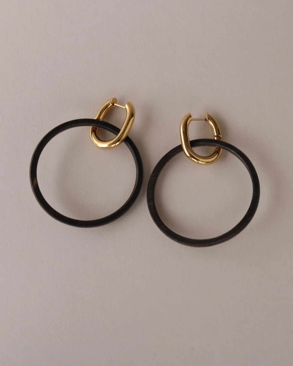 Thin Large Hollows Ebony with Metal Hoops