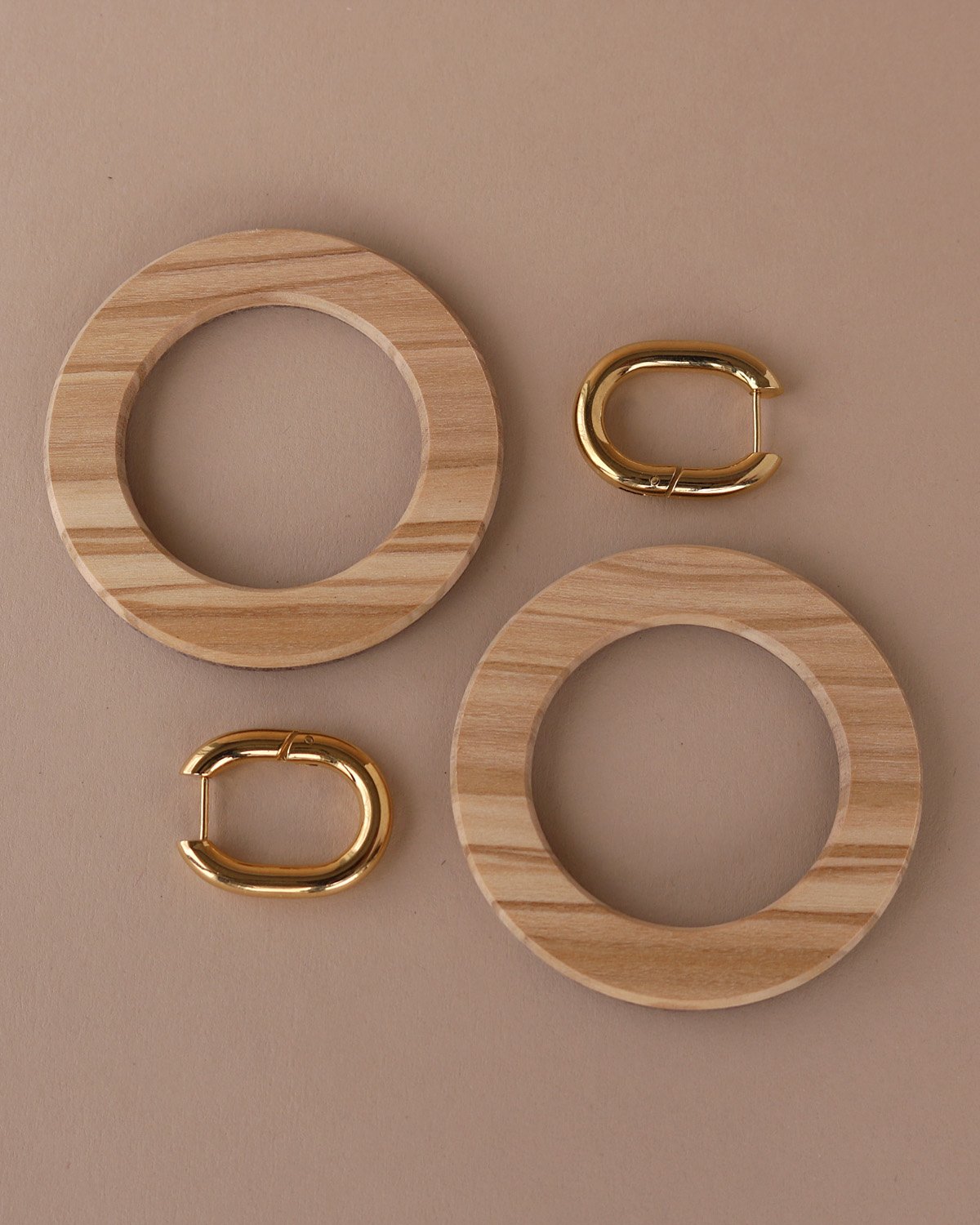 Bold Large Hollows Olivewood with Metal Hoops