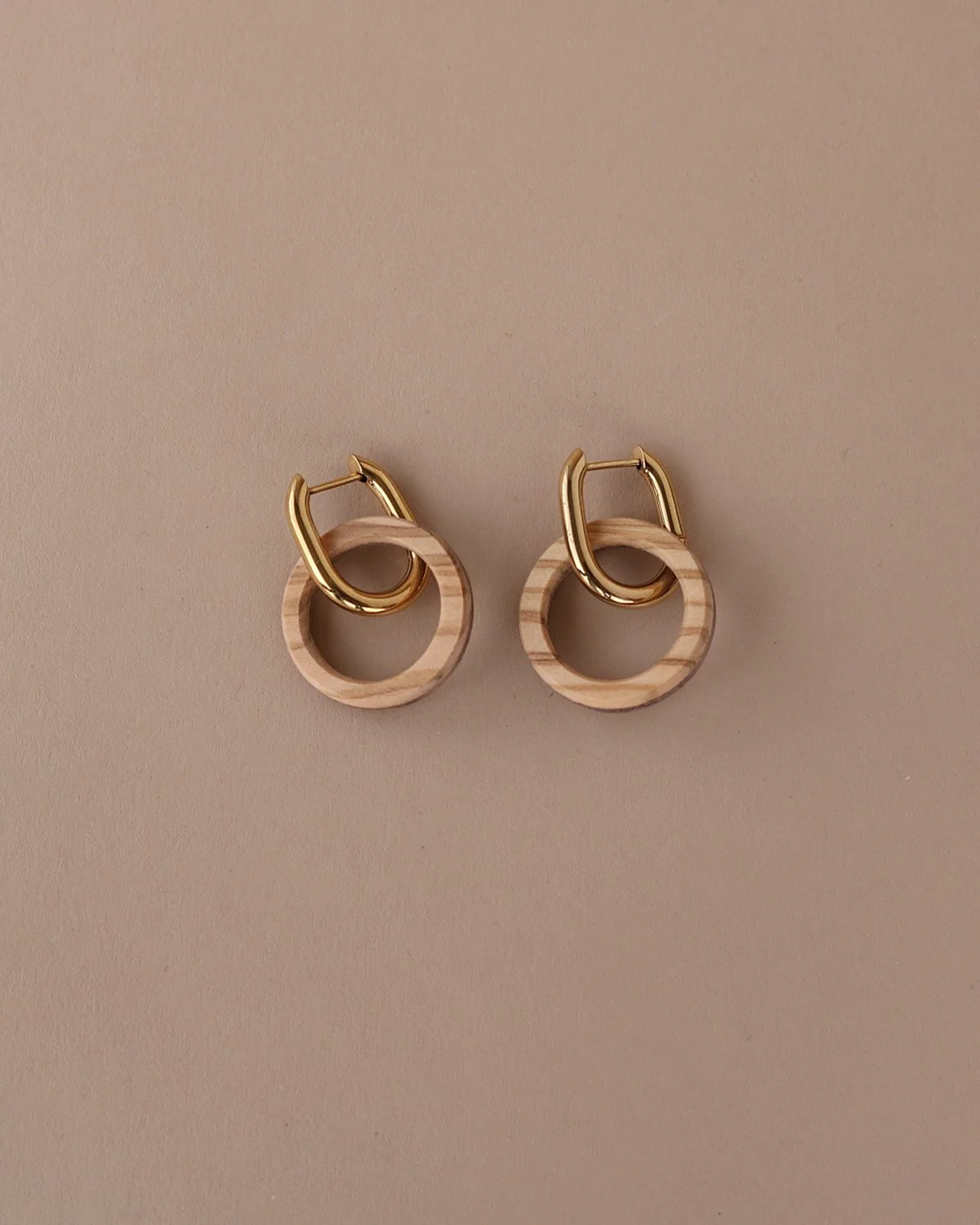 Thin Small Hollows Olivewood with Metal Hoops