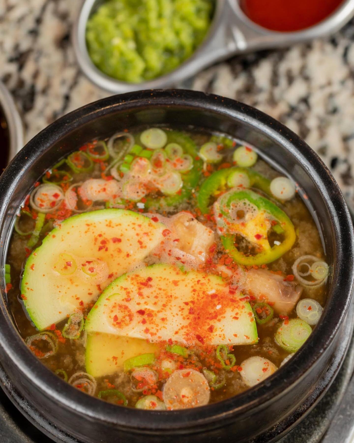 Doenjang-jjigae: Our take on this traditional spicy soup and vegetable stew. Perfect for whatever mood the Charlotte weather takes you. 🌇🏙️ 
.
#doenjangjjigae #koreanbbq #allyoucaneat #letsmeat #letsmeatkbbq #charlottenc #southendclt #clt #cltnc #c