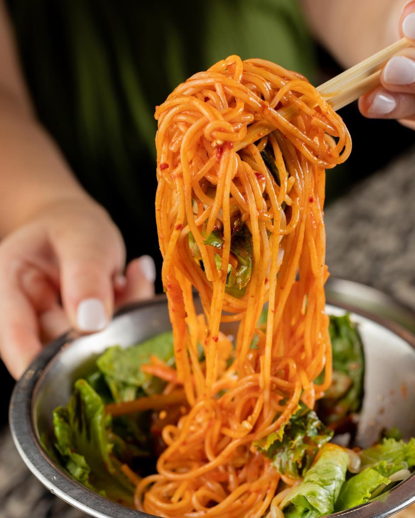 Can you handle the heat? 🔥😎 Our spicy cold noodles can cool you down or amp up the flavor. All at the same time. 
.
#spicycoldnoodles #noodles #koreanbbq #allyoucaneat #letsmeat #letsmeatkbbq #charlottenc #southendclt #clt #cltnc #clteats #cltfoodi
