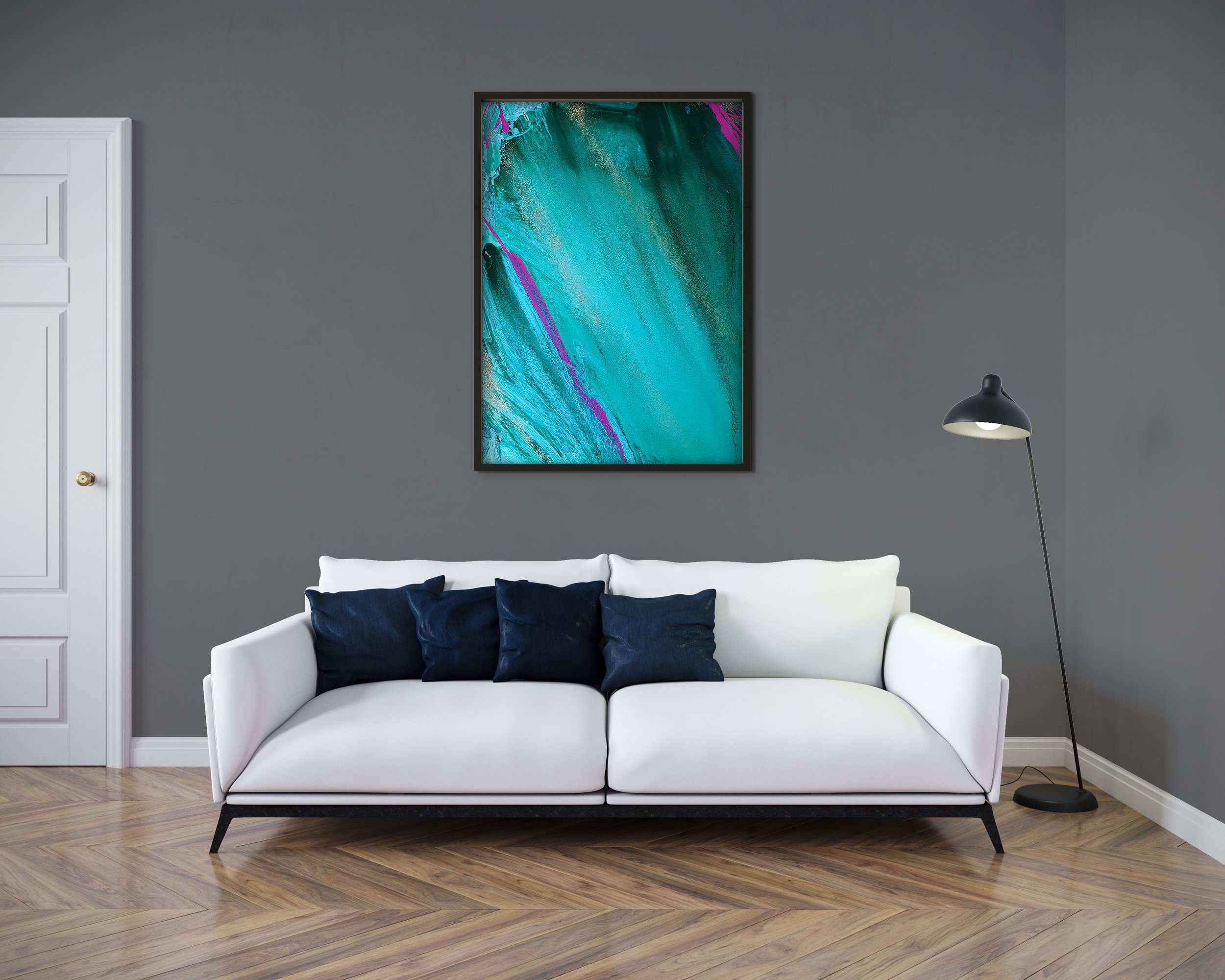 Aurora - Original Painting. Abstract Painting, Teal and Pink wall art ...