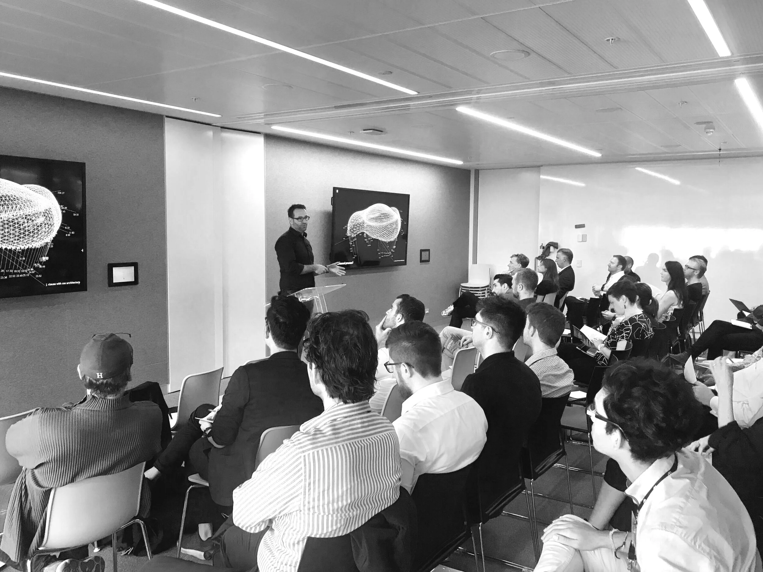 Joachim  presents at Arup Explores' Digital Fabrication / Designing for Fabrication event