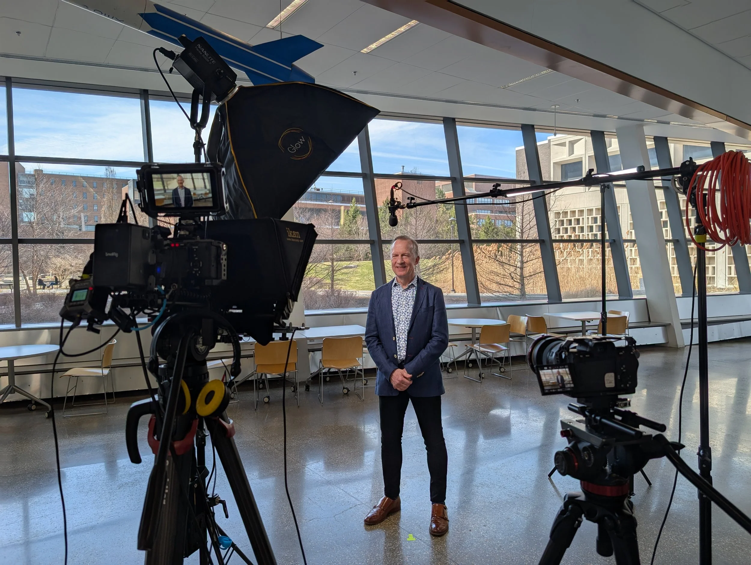 Behind the scenes with corporate video shoot for higher education