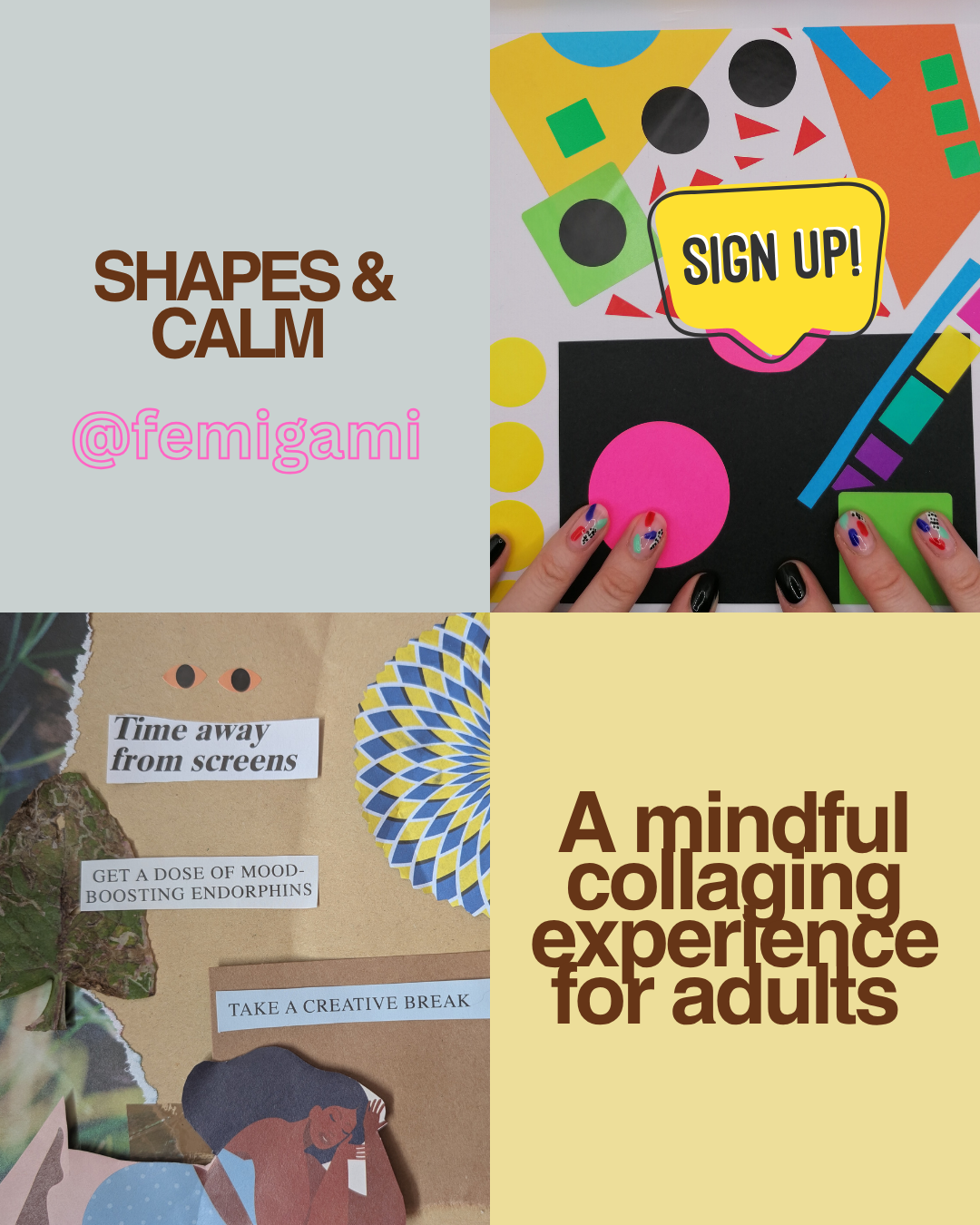 Shapes & Calm: a mindful collaging experience for adults 