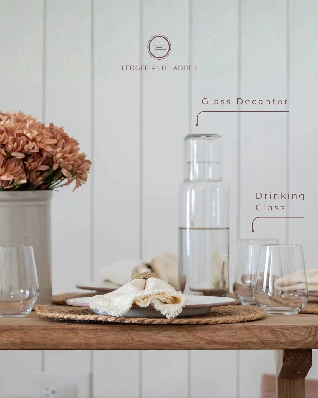 There is something about a simple table that feels the most inviting. 🤍

This recycled glass decanter and drinking glass set is one of those everyday pieces that quietly becomes part of your routine. It works just as beautifully for a casual weekday