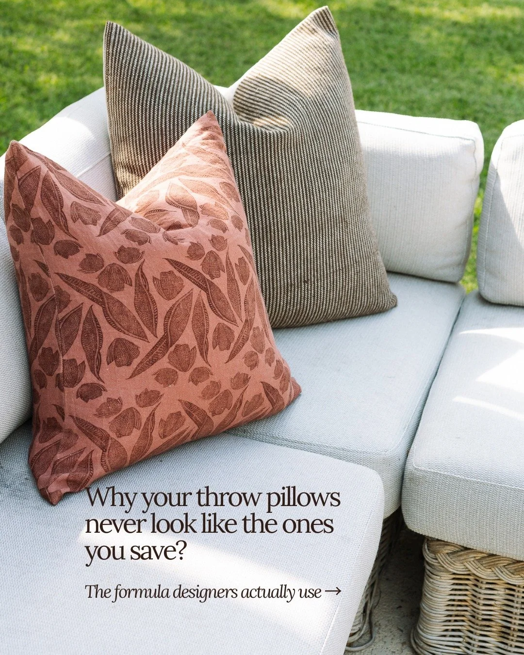 Most people buy throw pillows, arrange them on the sofa, and then wonder why it does not look like the photo. 😳

There is actually a formula, and once you know it you will never arrange them the same way again. Save this before your next pillow shop