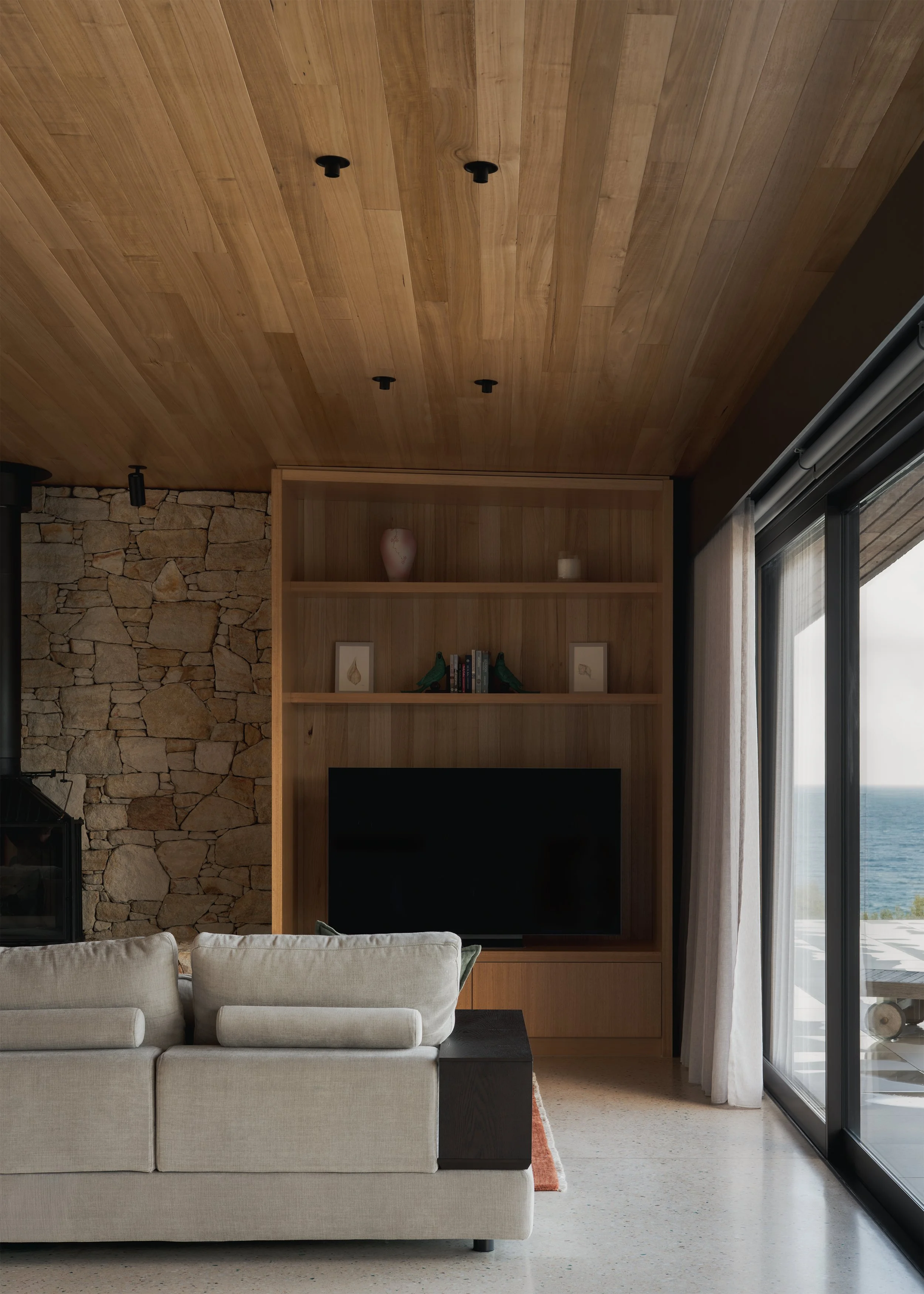 living room design – coastal home interior design – Fairhaven Victoria Australia – Fairhaven by LTD Architectural Design Studio and DOOD Studio – Simple Dwelling