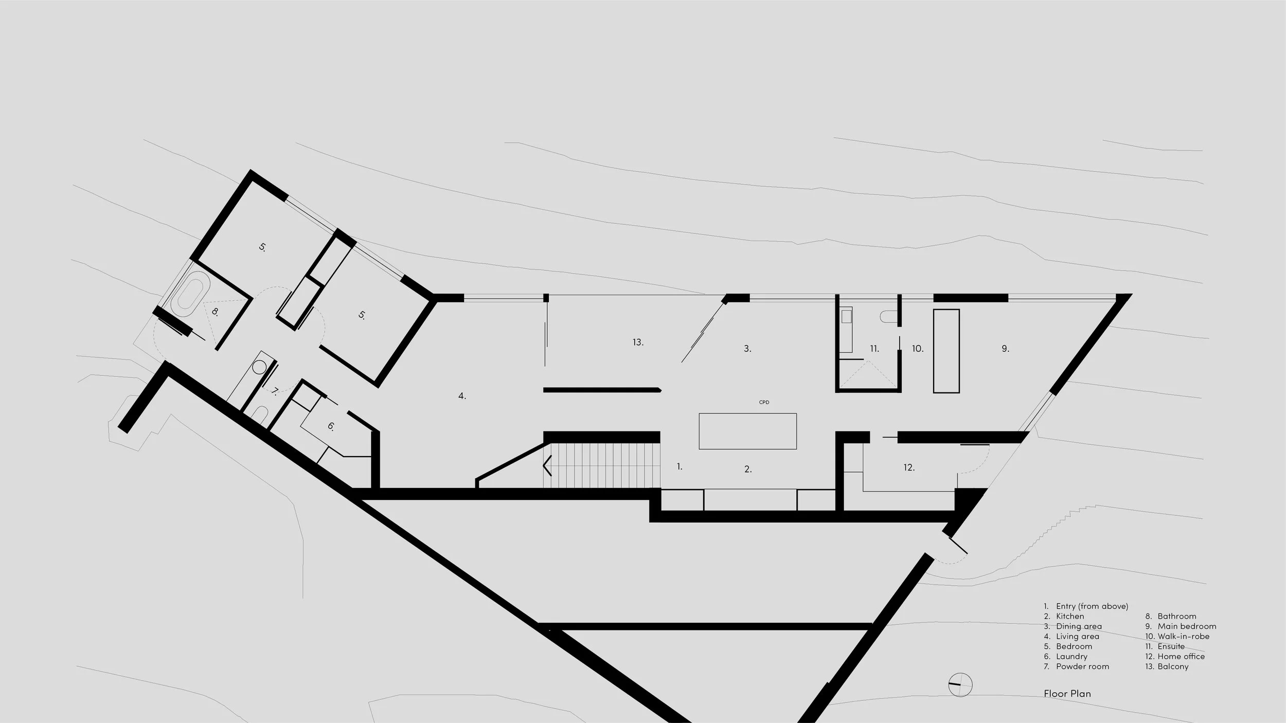 architect-design house floor plan – Australian house design – Hobart house – Hobart Tasmania Australia –Eyrie House by Matt Williams Architects – Simple Dwelling
