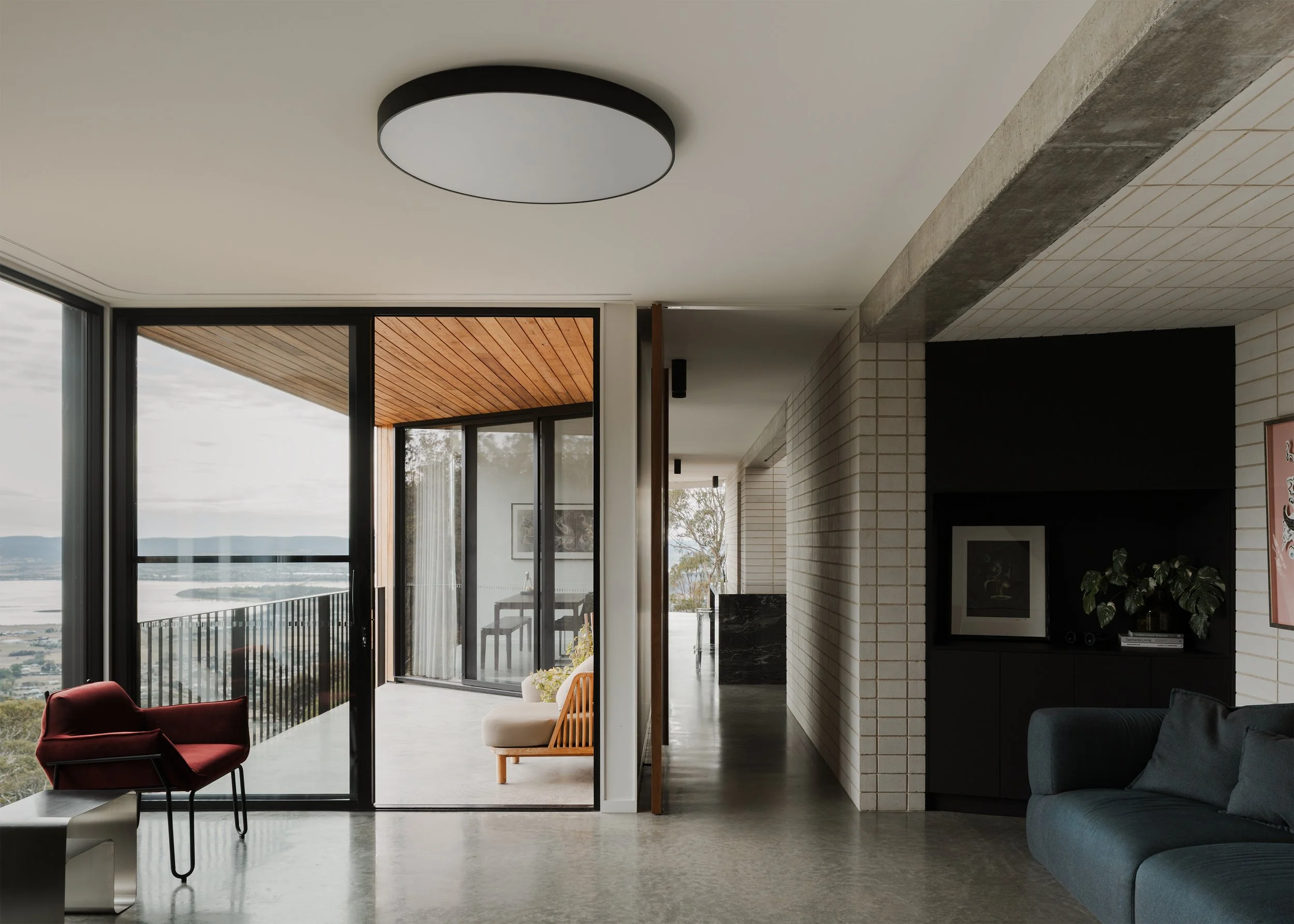 living room interior design – Australian house design – Hobart house – Hobart Tasmania Australia –Eyrie House by Matt Williams Architects – Simple Dwelling