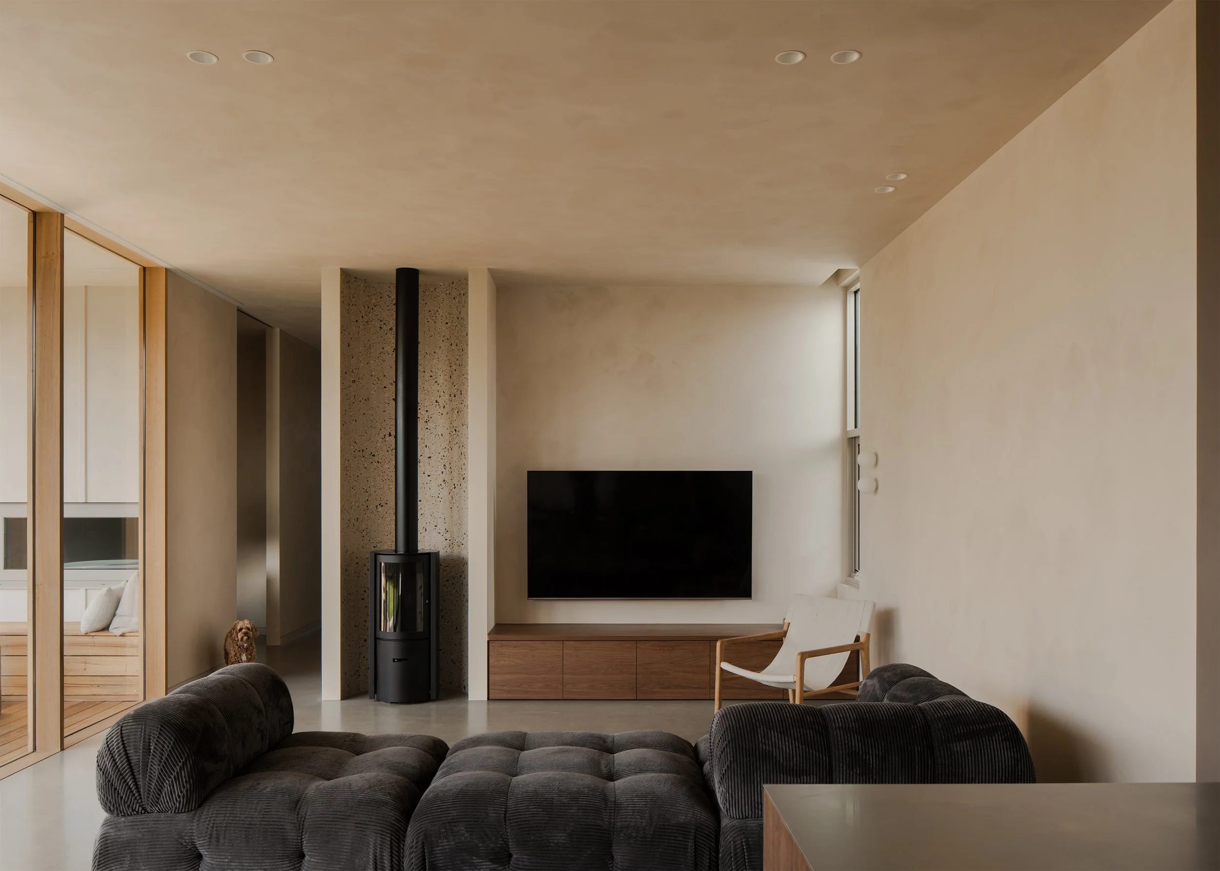 living area interior design – architect's own home – Torquay house – Torquay Victoria Australia –The Cove by Wolveridge Architects – Simple Dwelling