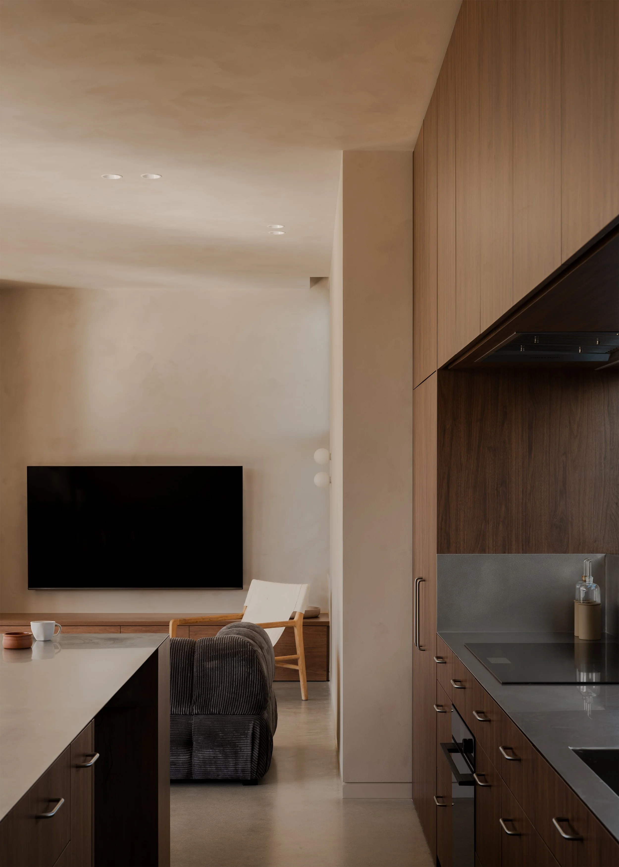 walnut kitchen – architect's own home – Torquay house – Torquay Victoria Australia –The Cove by Wolveridge Architects – Simple Dwelling