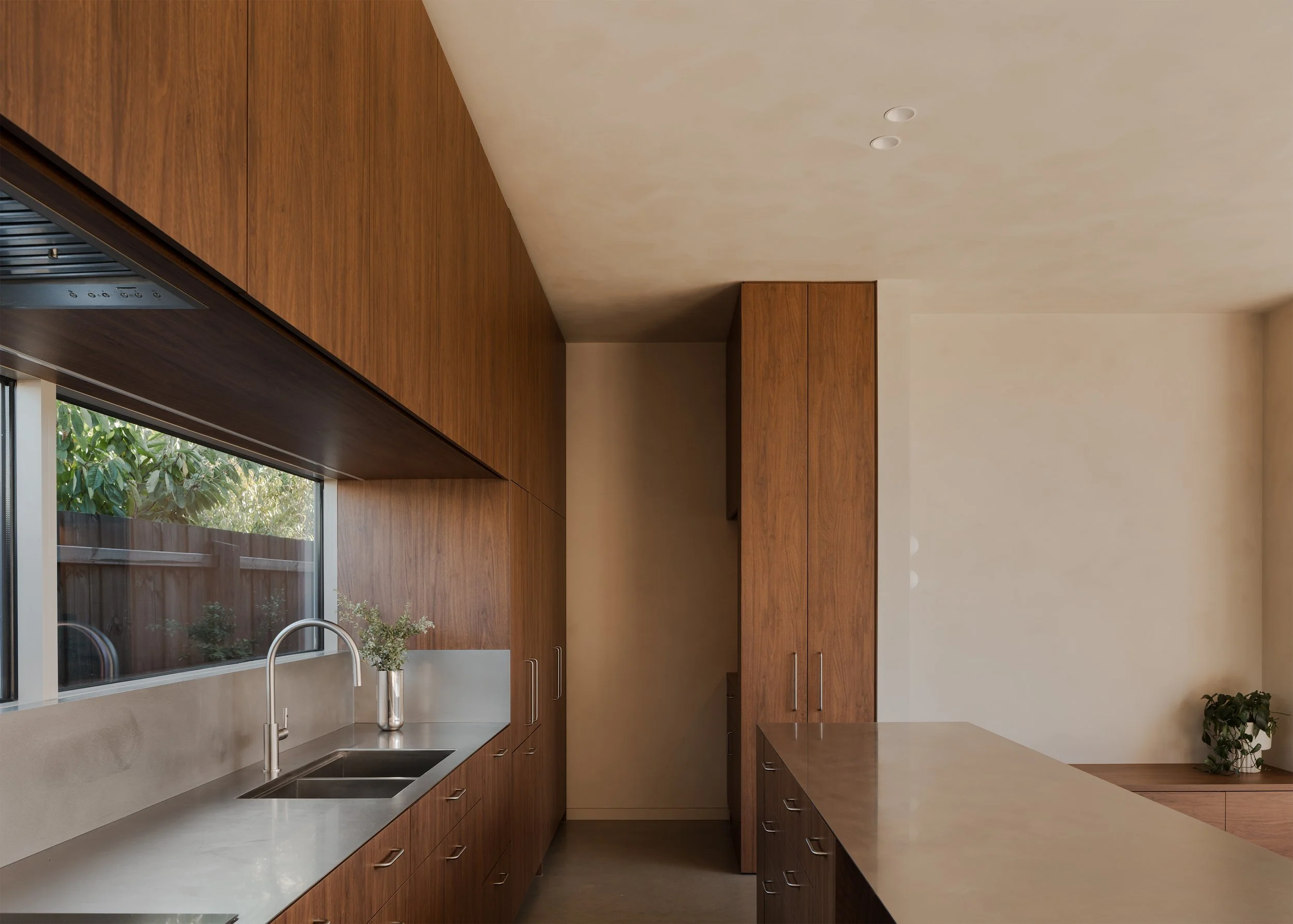 walnut kitchen interior design – architect's own home – Torquay house – Torquay Victoria Australia –The Cove by Wolveridge Architects – Simple Dwelling