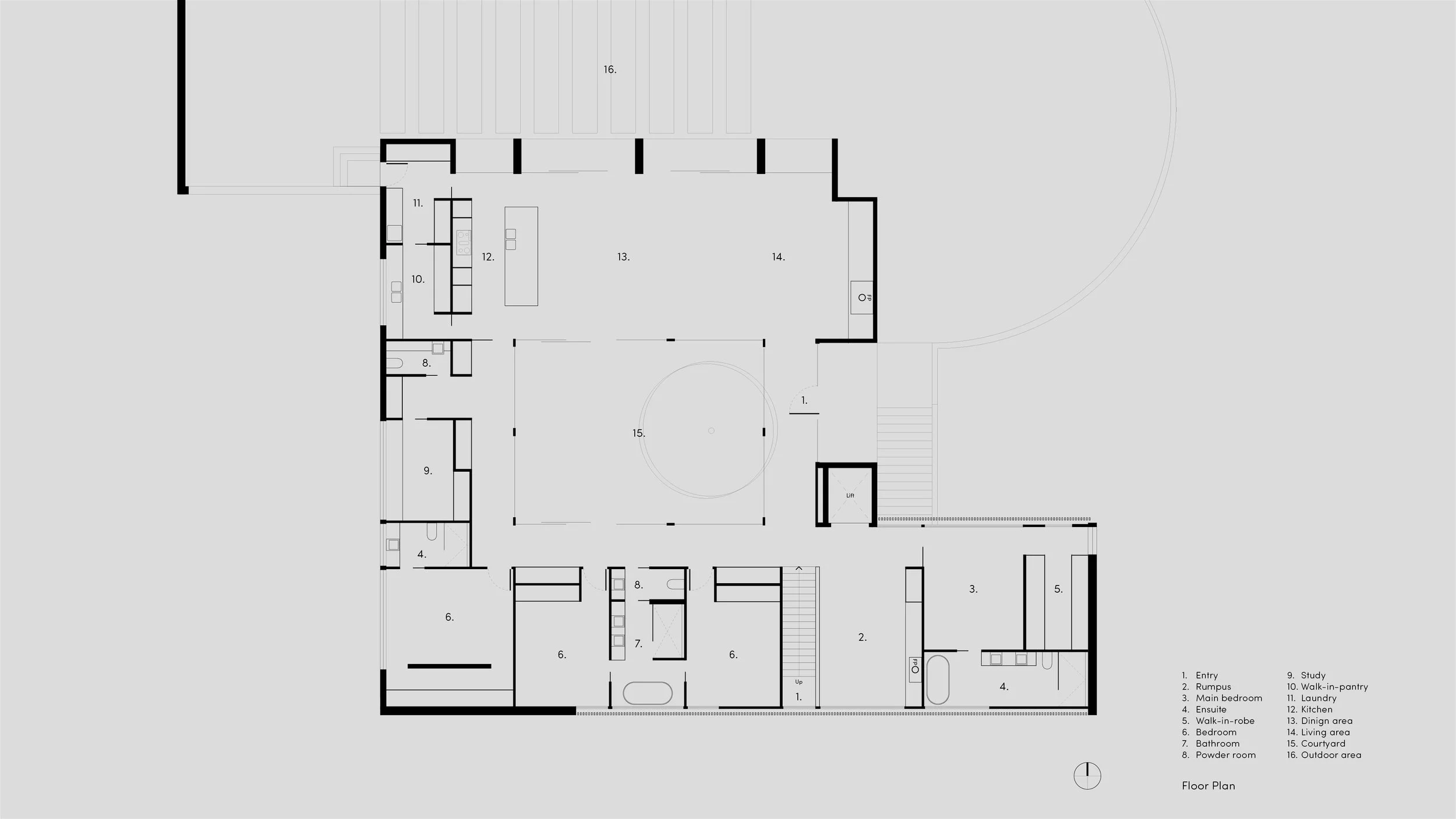 courtyard house floor plan – courtyard home design – Australian house design – St Andrews Beach Victoria Australia – Sandy Bay St Andrews Beach by Aych Architects – Simple Dwelling