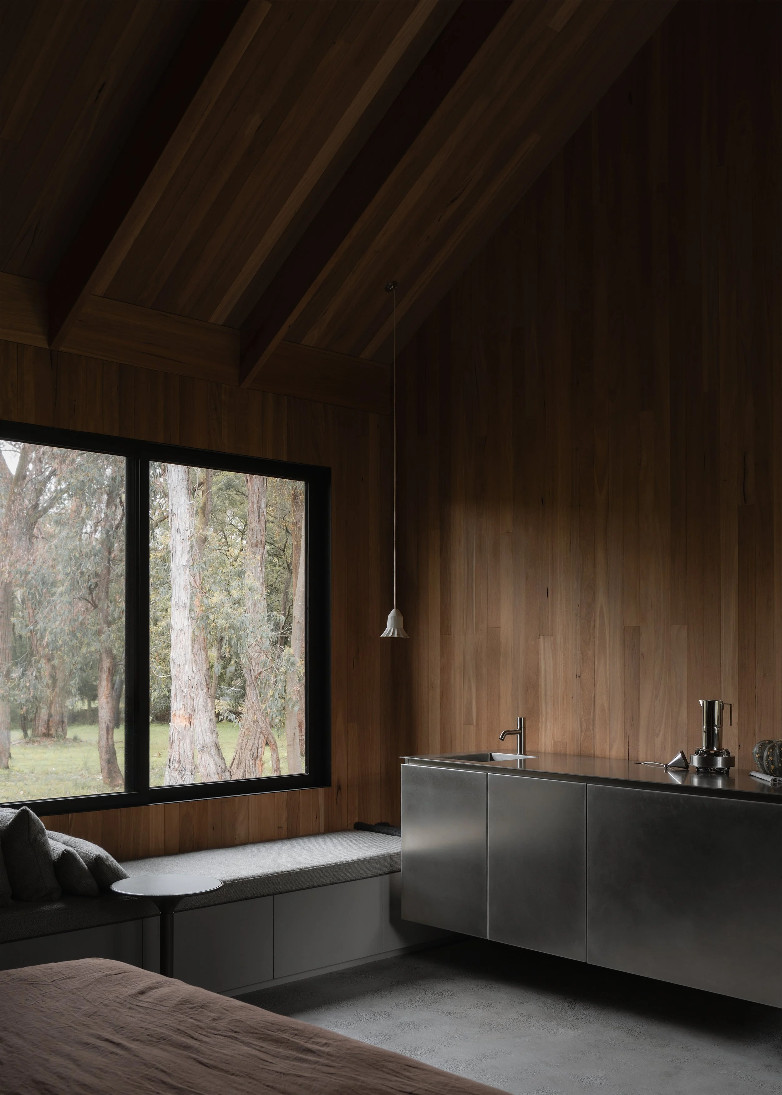 timber cabin interior design – architects at home – Bittern Victoria Australia – Bittern Cabin by Nic Morgante