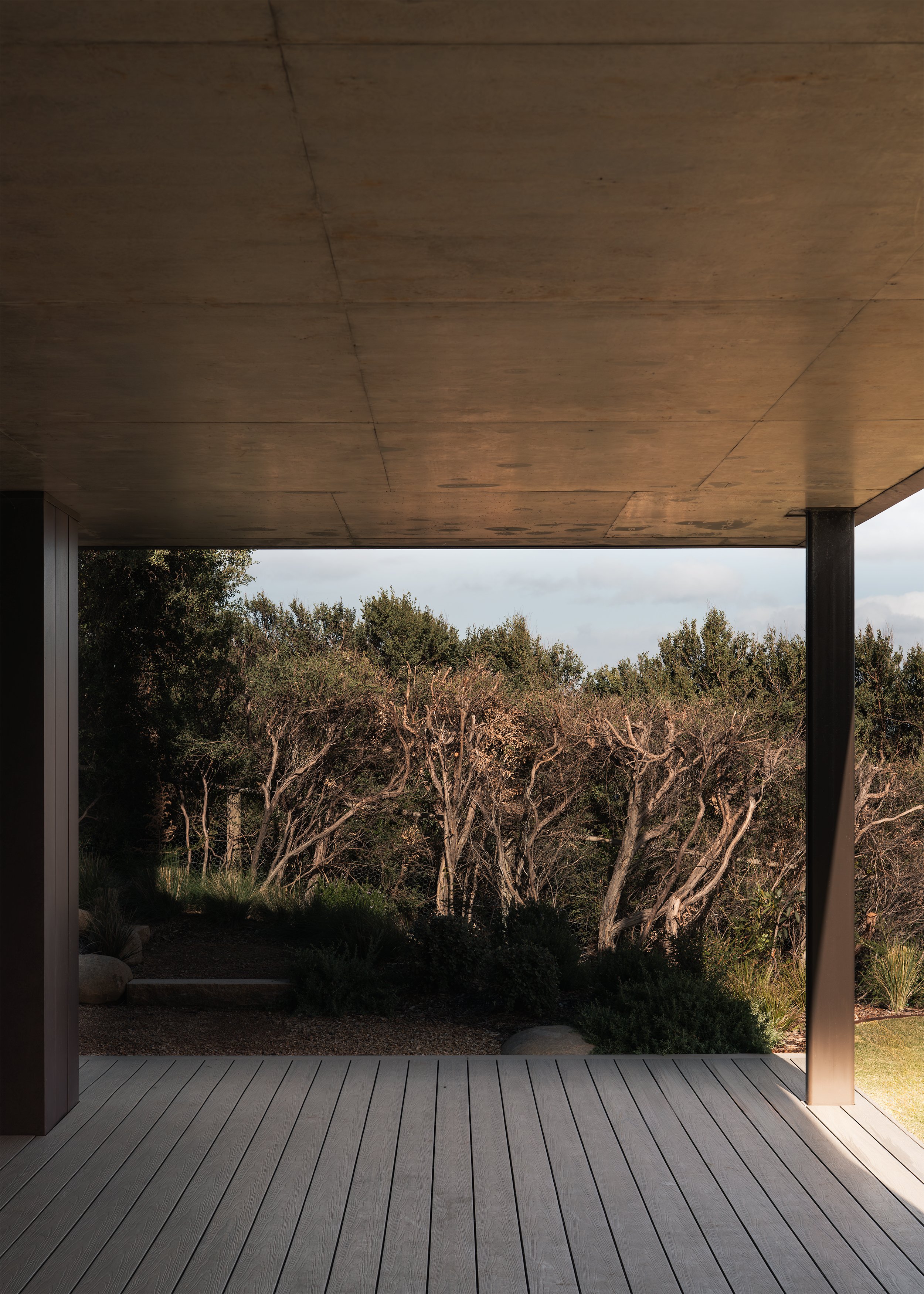 covered external decking – architect designed coastal house – Fairhaven Victoria Australia – Fairhaven by LTD Architectural Design Studio and DOOD Studio – Simple Dwelling