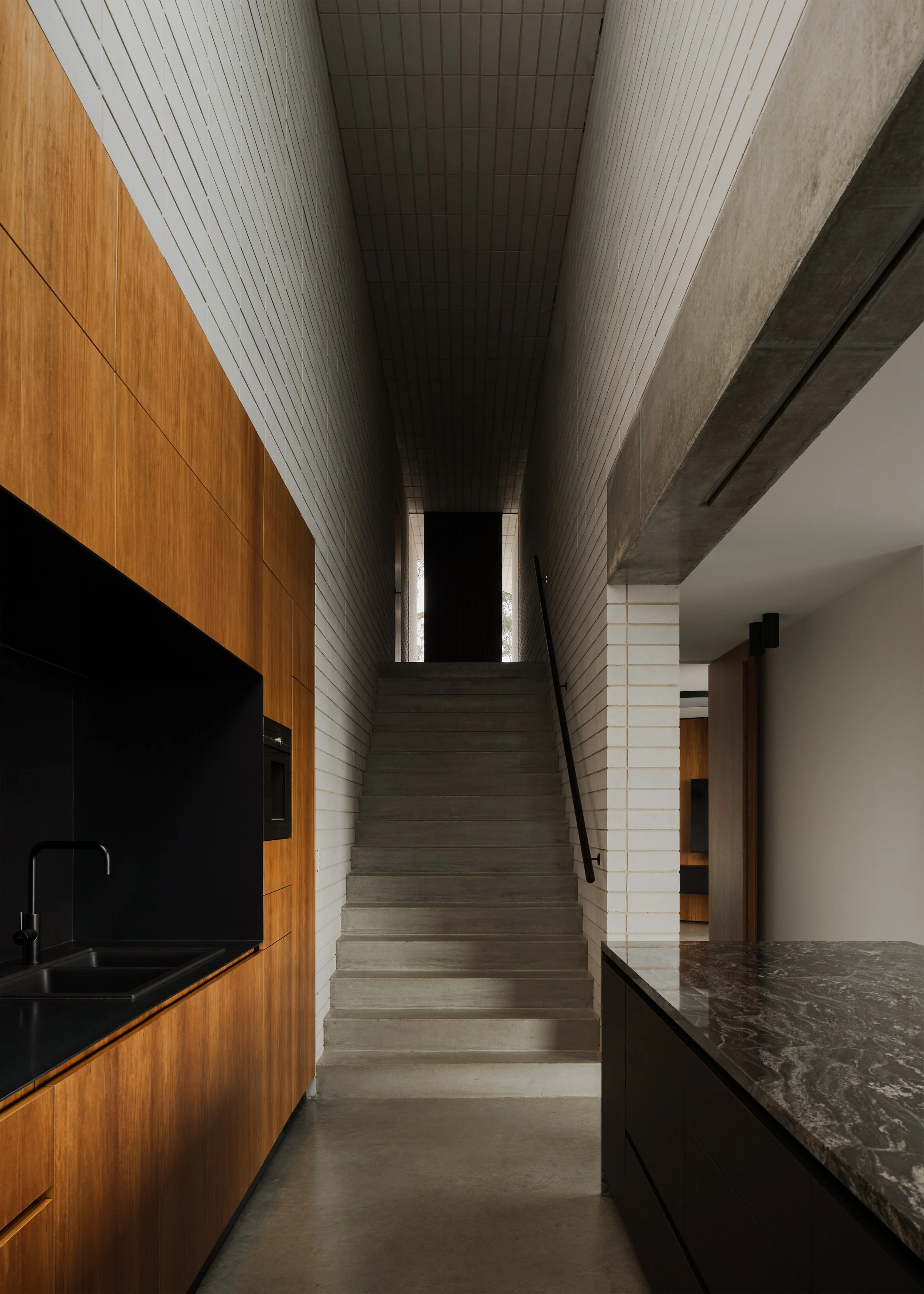 blockwork interior design – Australian house design – Hobart house – Hobart Tasmania Australia –Eyrie House by Matt Williams Architects – Simple Dwelling