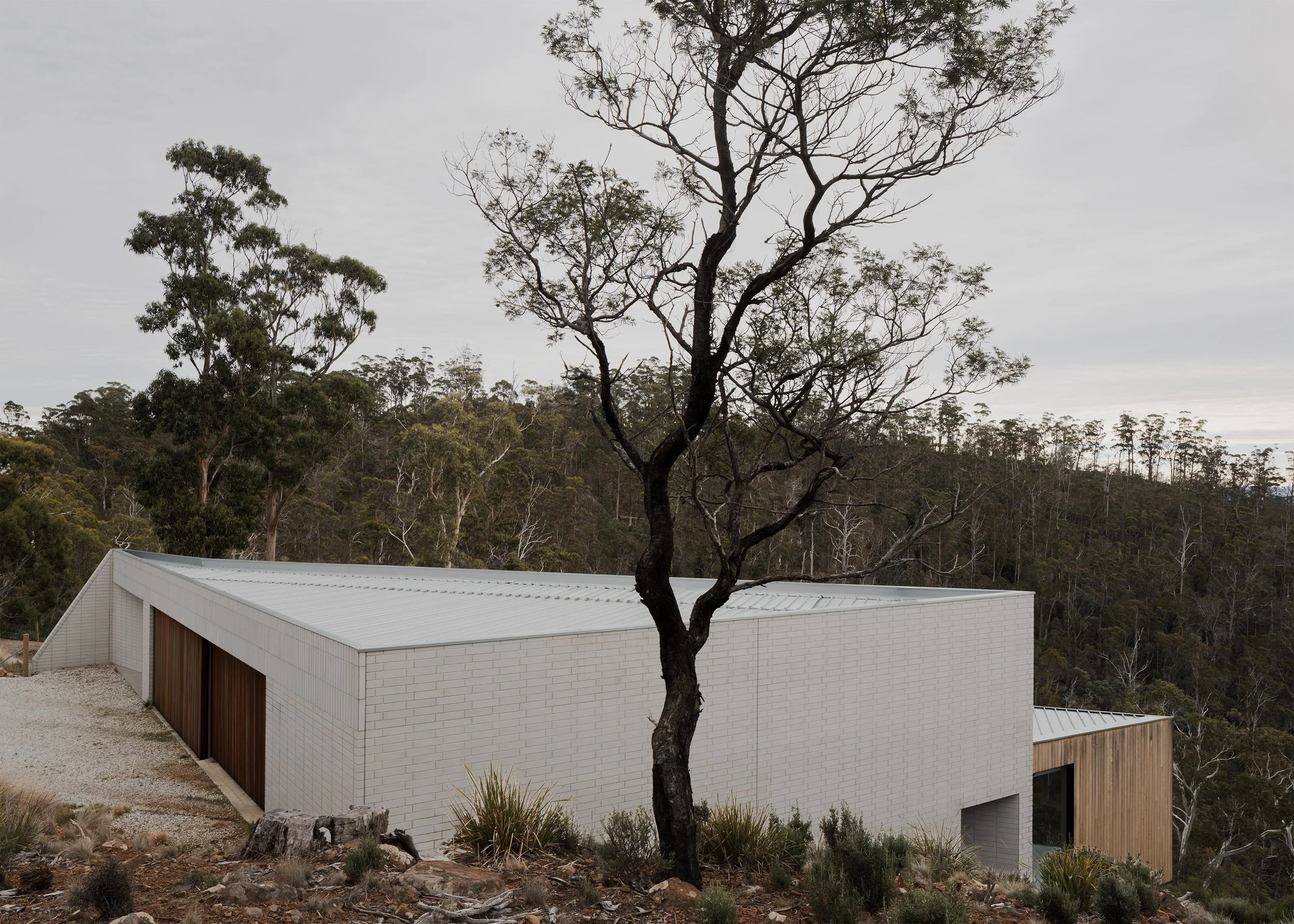 block house design – mountain house design – Hobart house – Hobart Tasmania Australia –Eyrie House by Matt Williams Architects – Simple Dwelling
