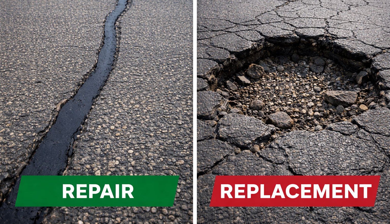 Asphalt Repair vs. Replacement: How to Know What Your Parking Lot Needs